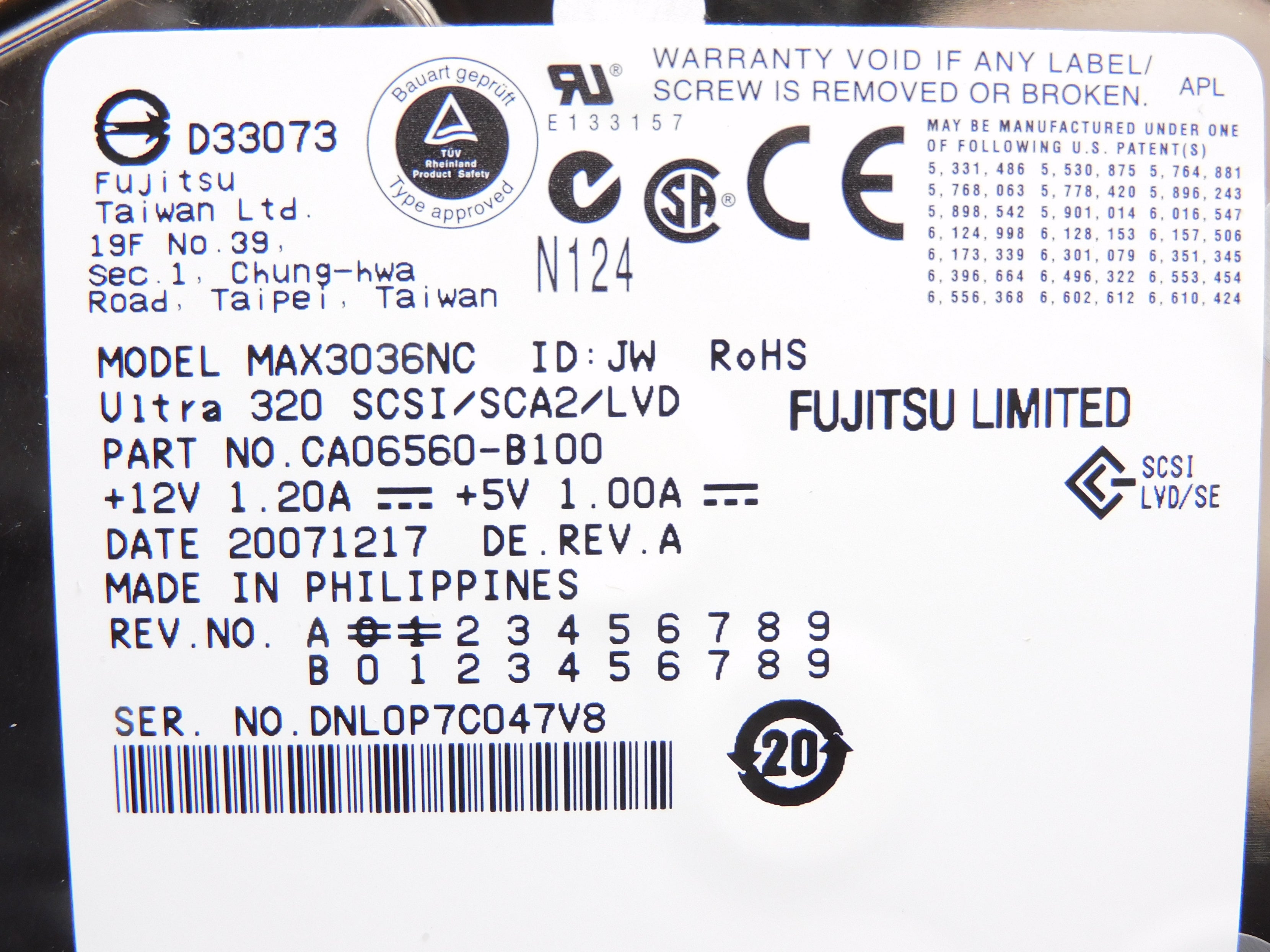 FUJITSU MAX3036NC NSMP
