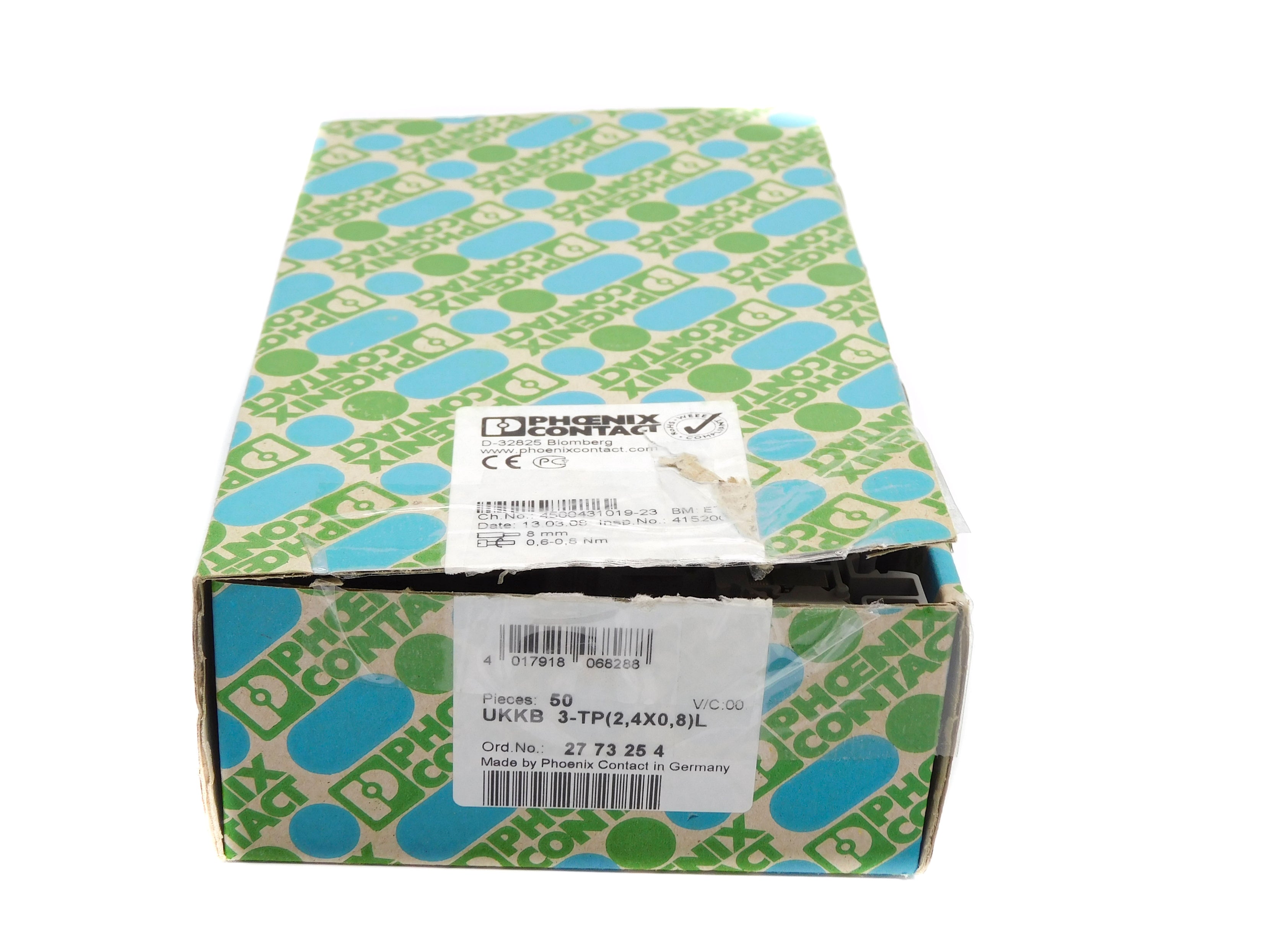 PHOENIX CONTACT UKKB3-TP(2,4X0,8)L (PKG OF 50) NSMP