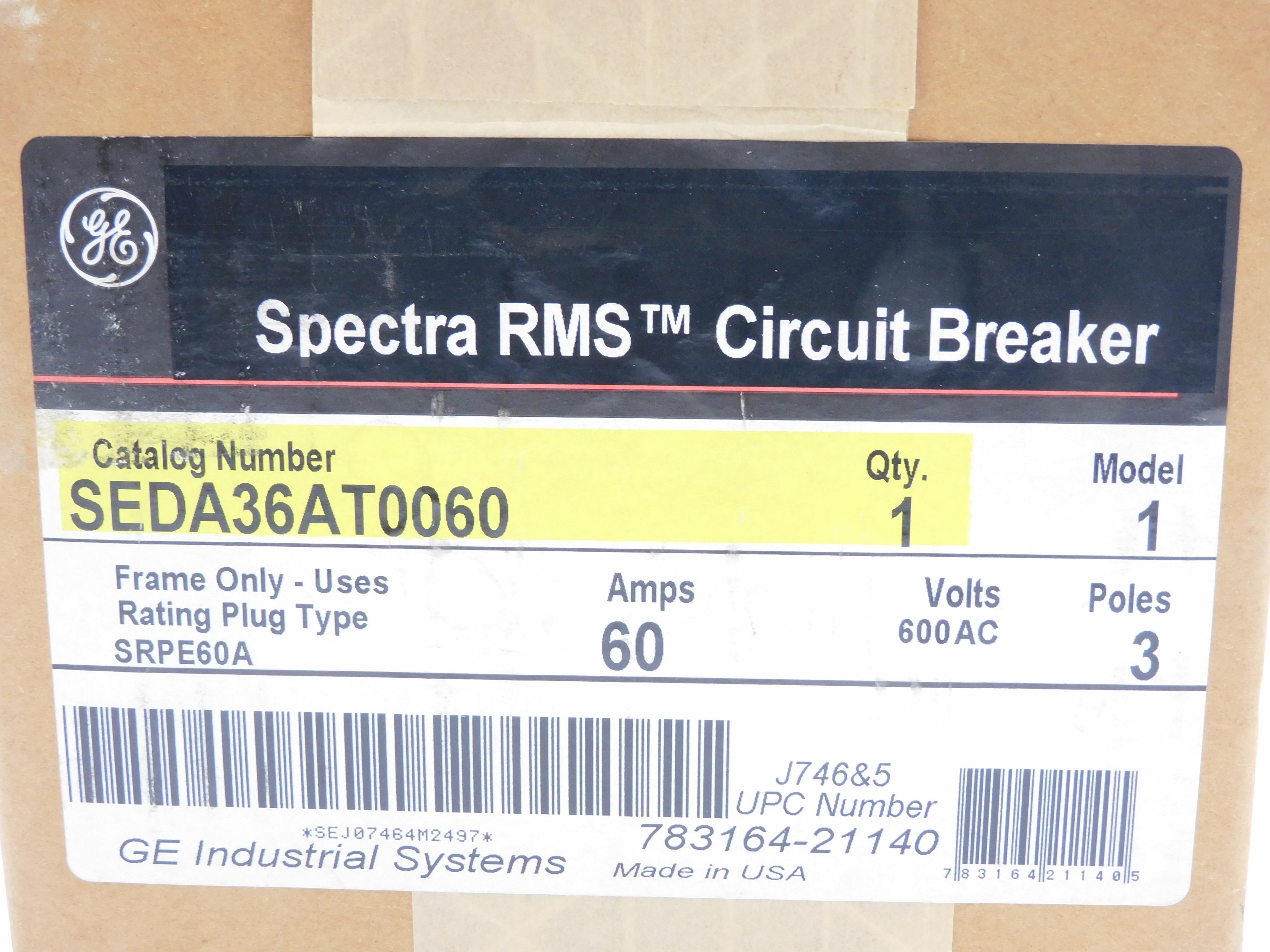 GENERAL ELECTRIC SEDA36AT0060 60A 600VAC NSFS