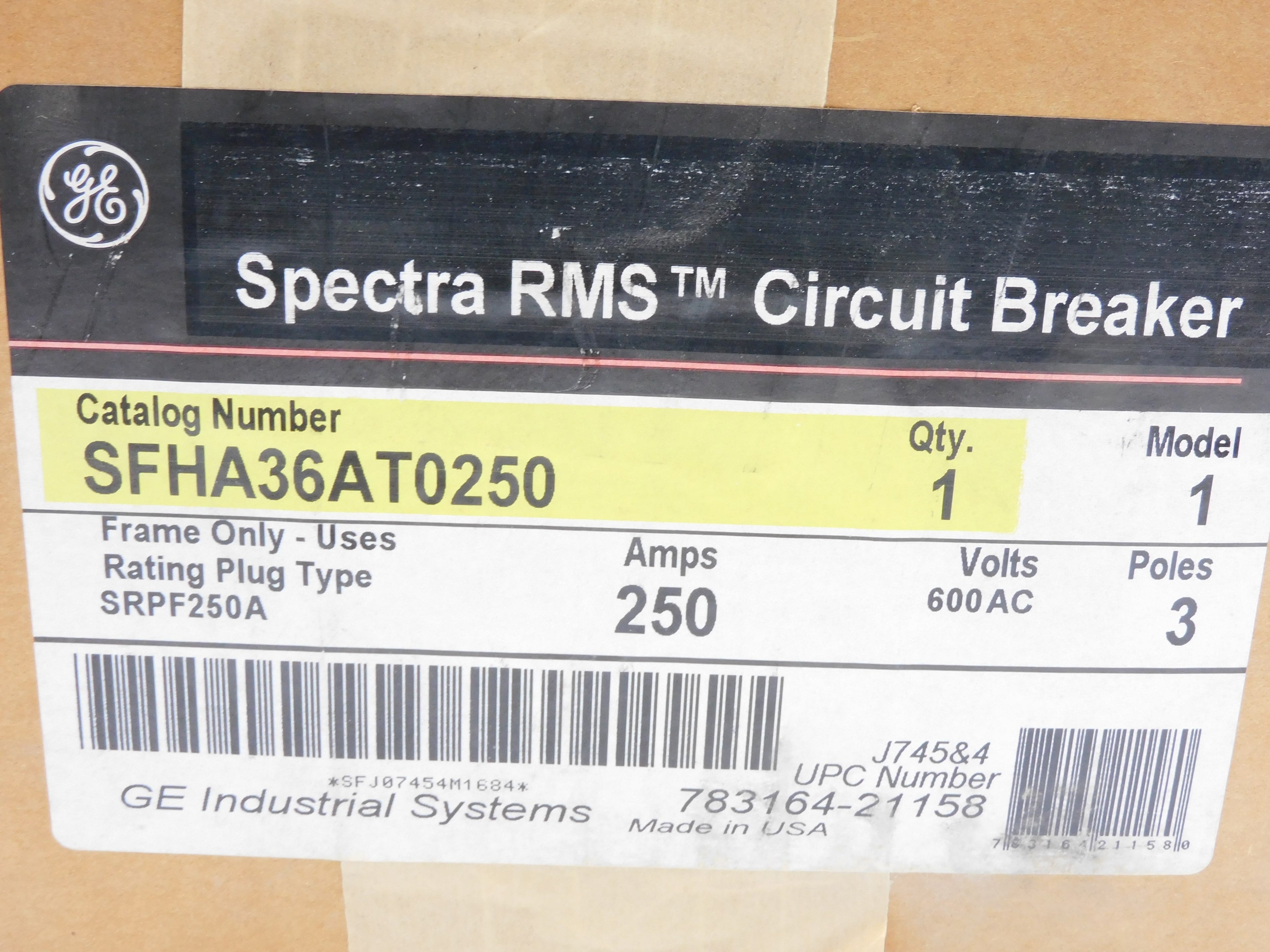 GENERAL ELECTRIC SFHA36AT0250 250A 600VAC NSFS