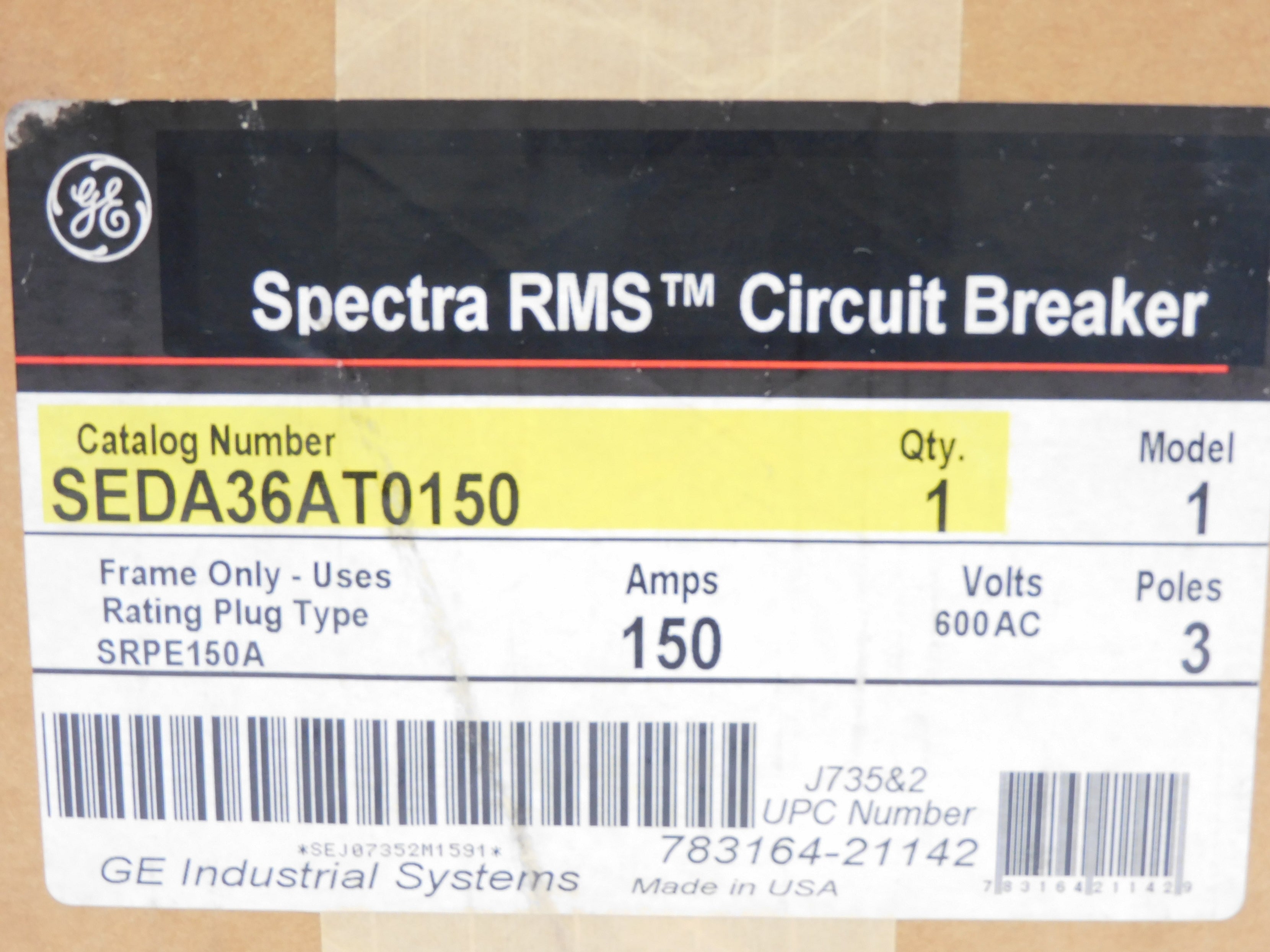 GENERAL ELECTRIC SEDA36AT0150 150A 600VAC NSFS