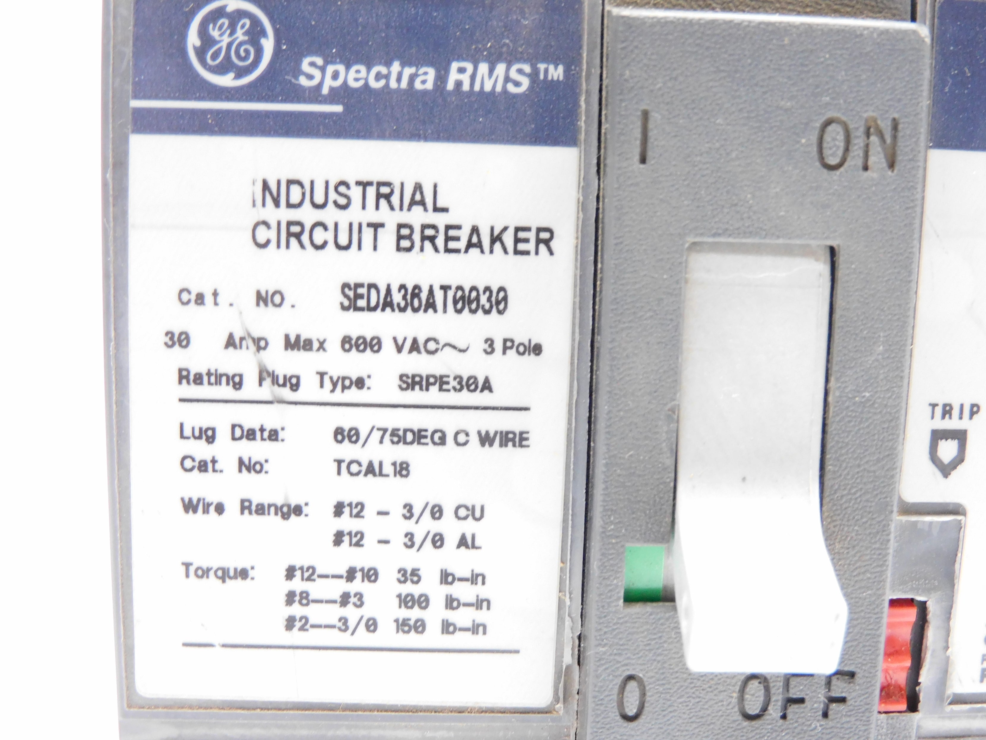 GENERAL ELECTRIC SEDA36AT0030 30A 600VAC NSMP