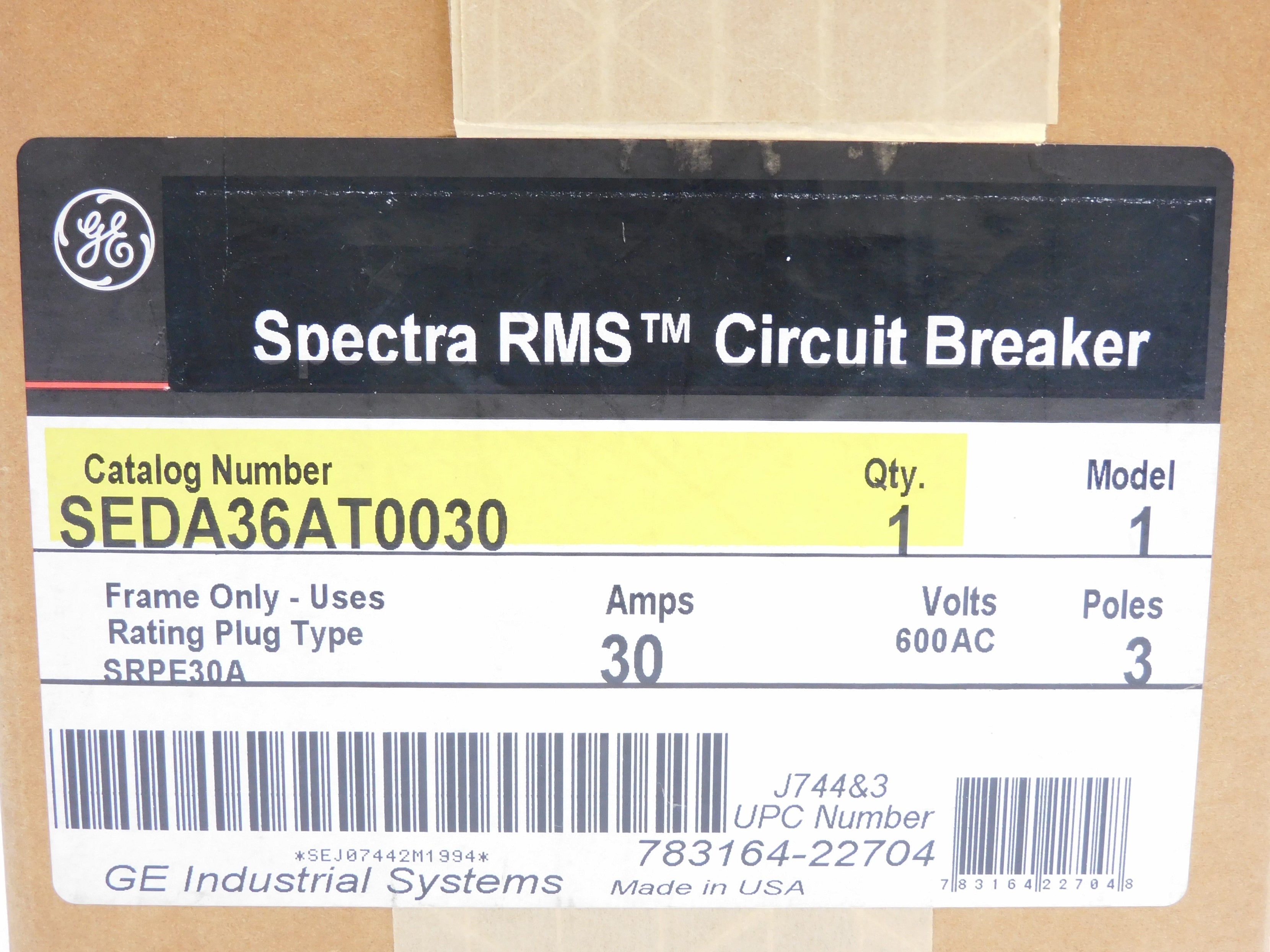 GENERAL ELECTRIC SEDA36AT0030 30A 600VAC NSMP