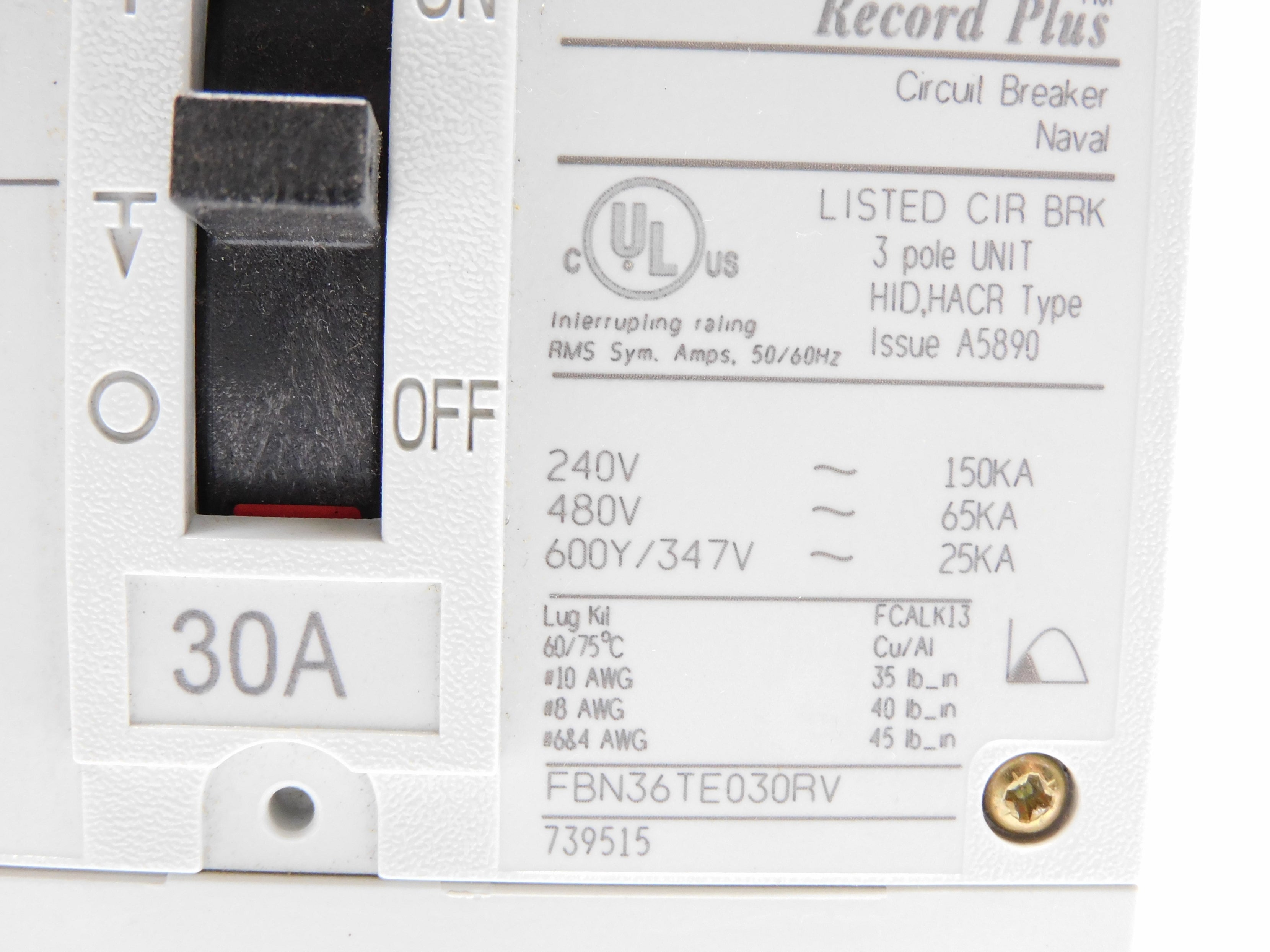GENERAL ELECTRIC FBN36TE030RV 30A 480V NSMP