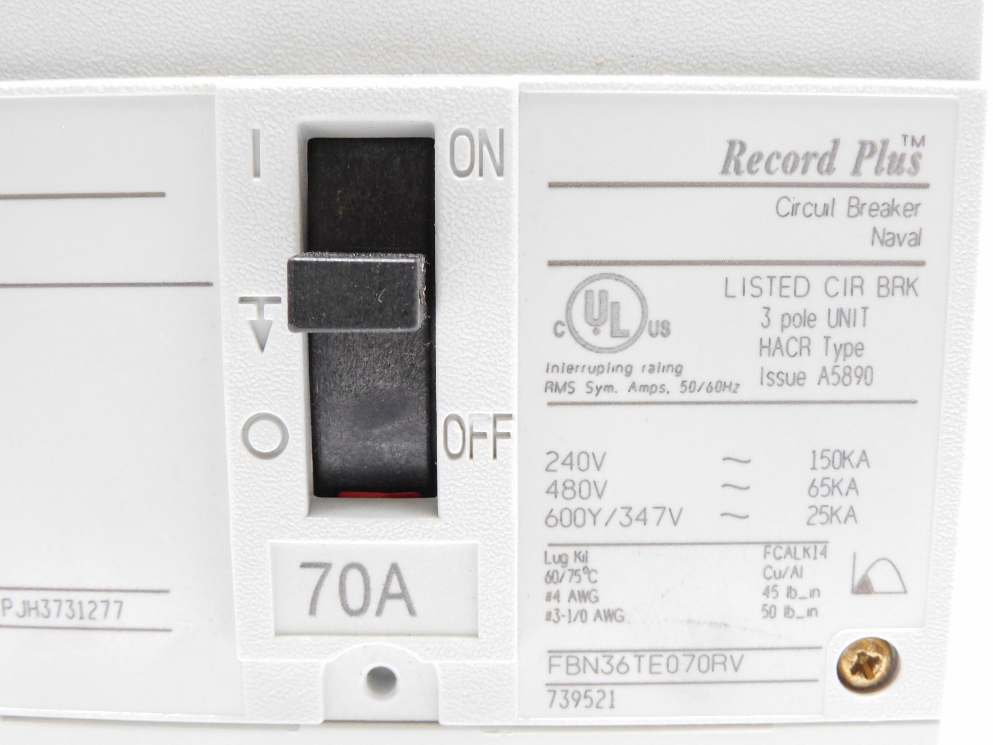 GENERAL ELECTRIC FBN36TE070RV 70A 480V NSMP