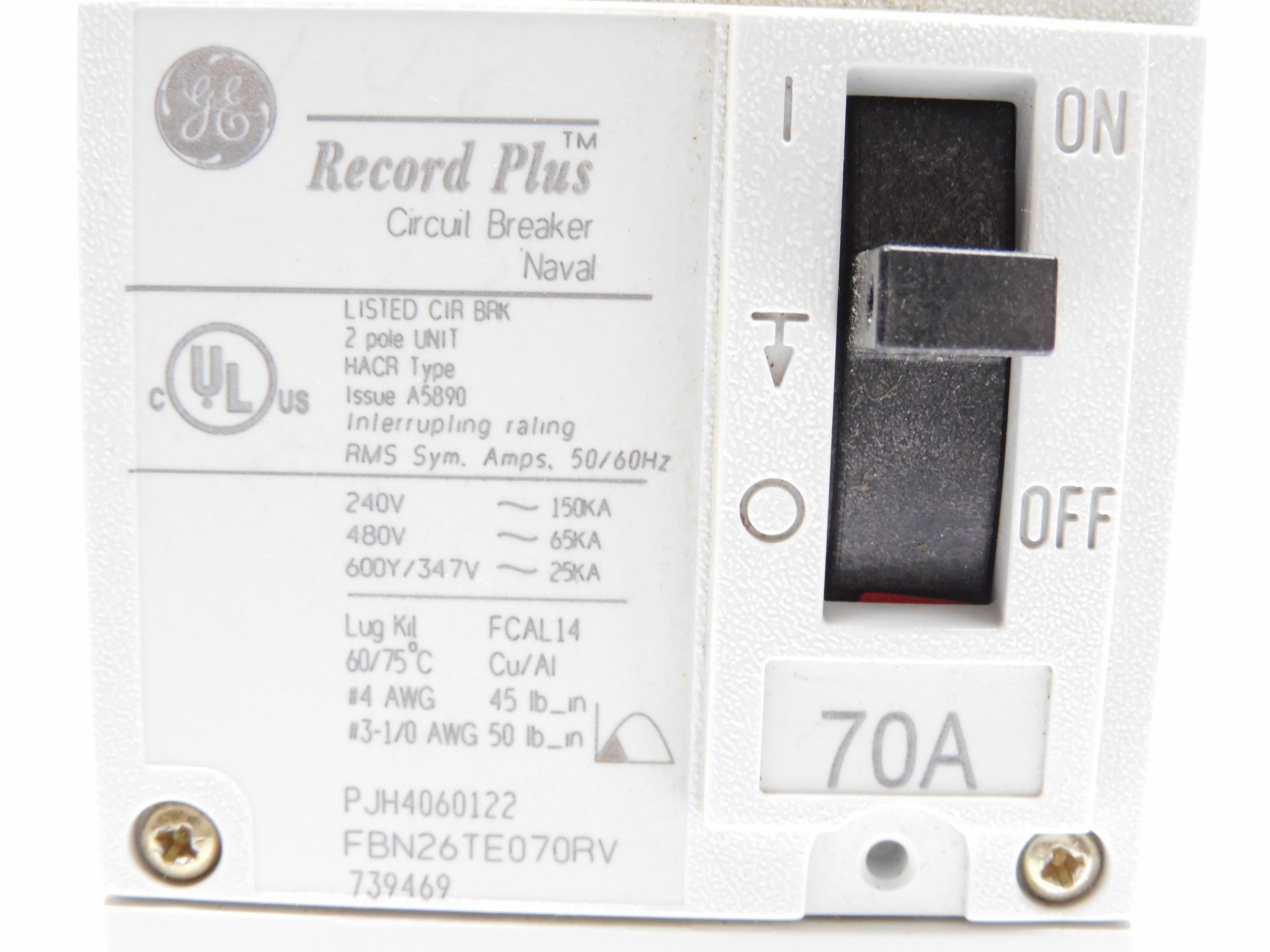 GENERAL ELECTRIC FBN26TE070RV 70A 480V NSMP