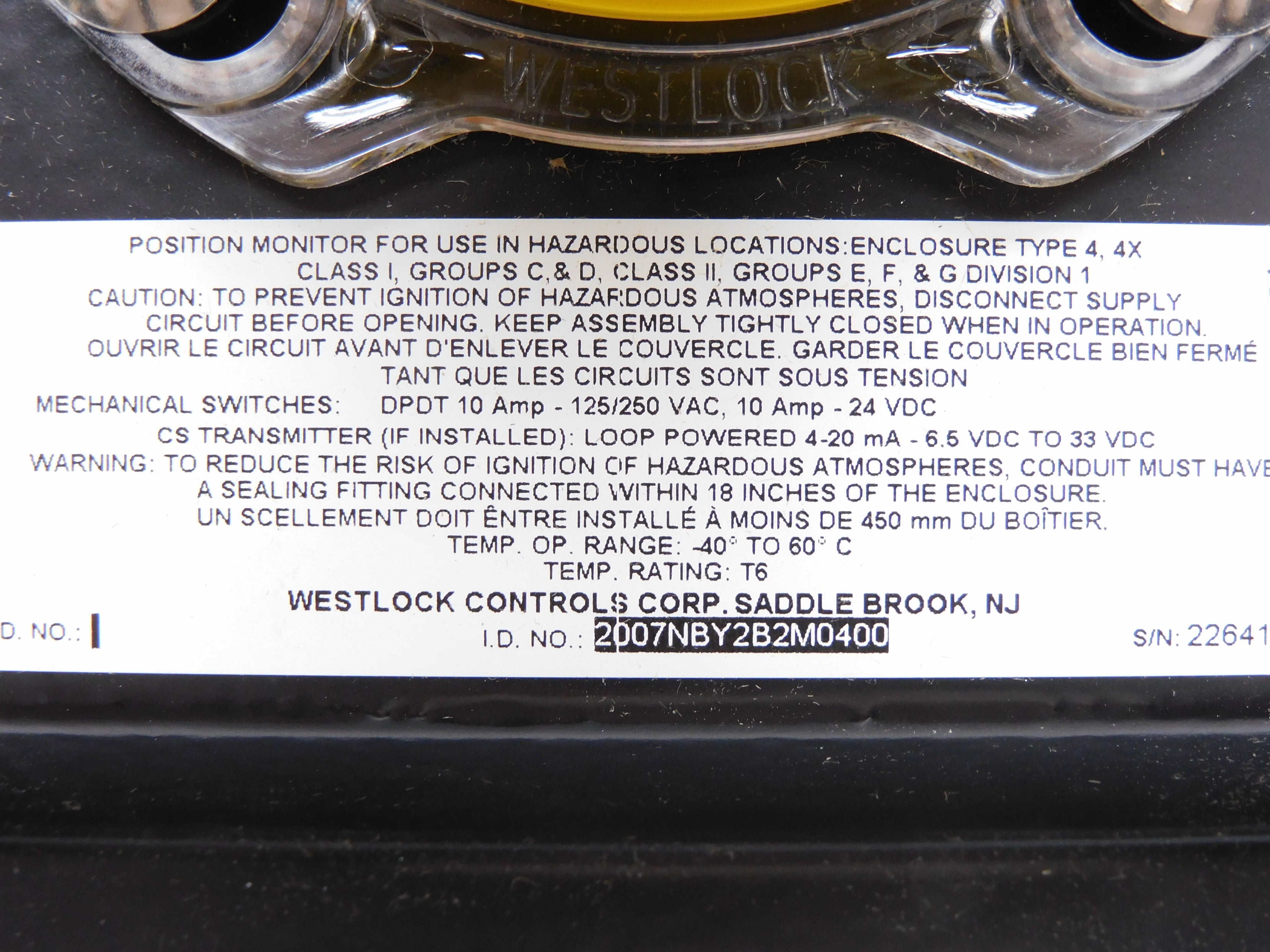 WESTLOCK CONTROLS 2007NBY2B2M0400 NSMP