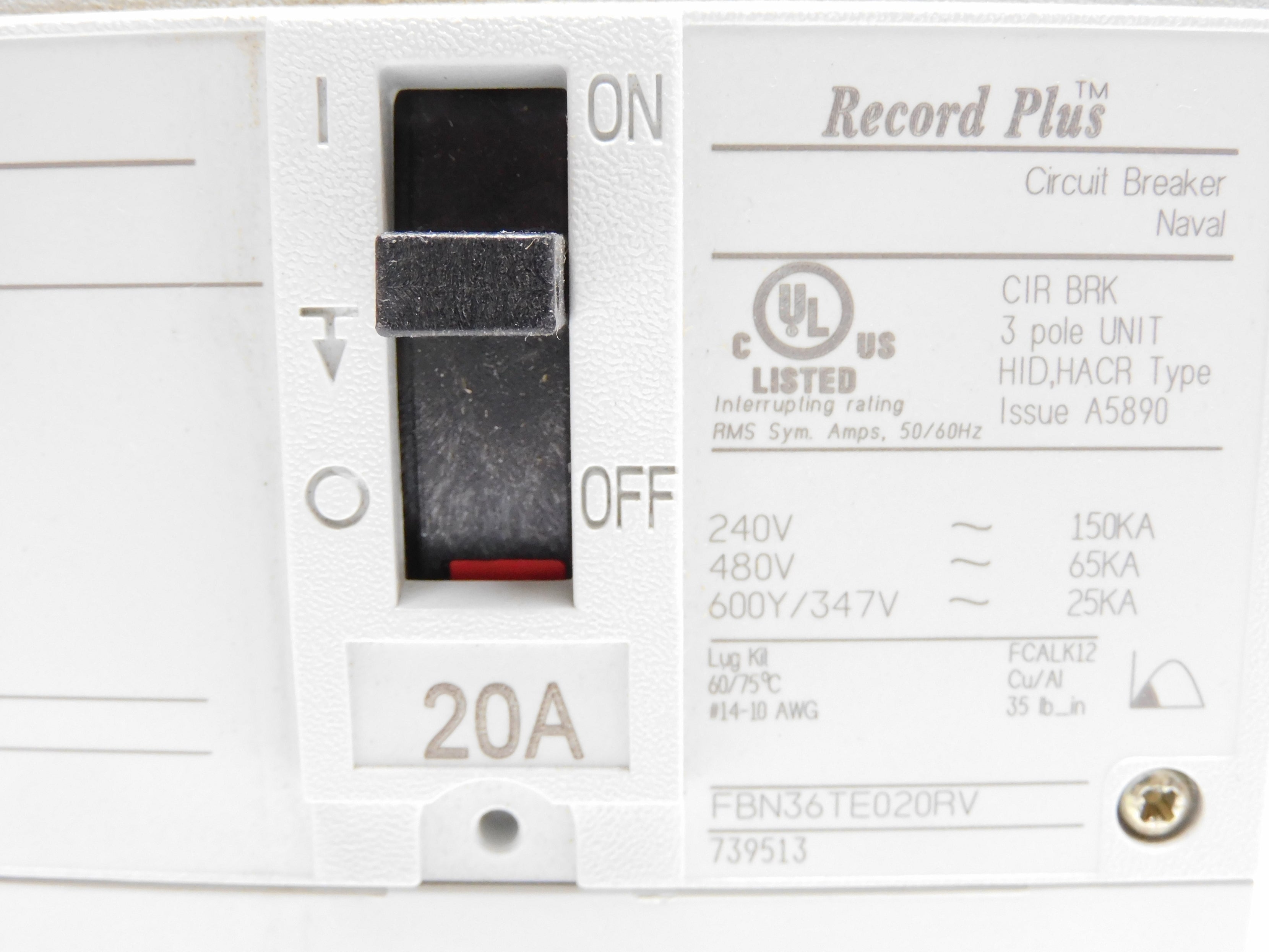 GENERAL ELECTRIC FBN36TE020RV 20A 480V NSMP