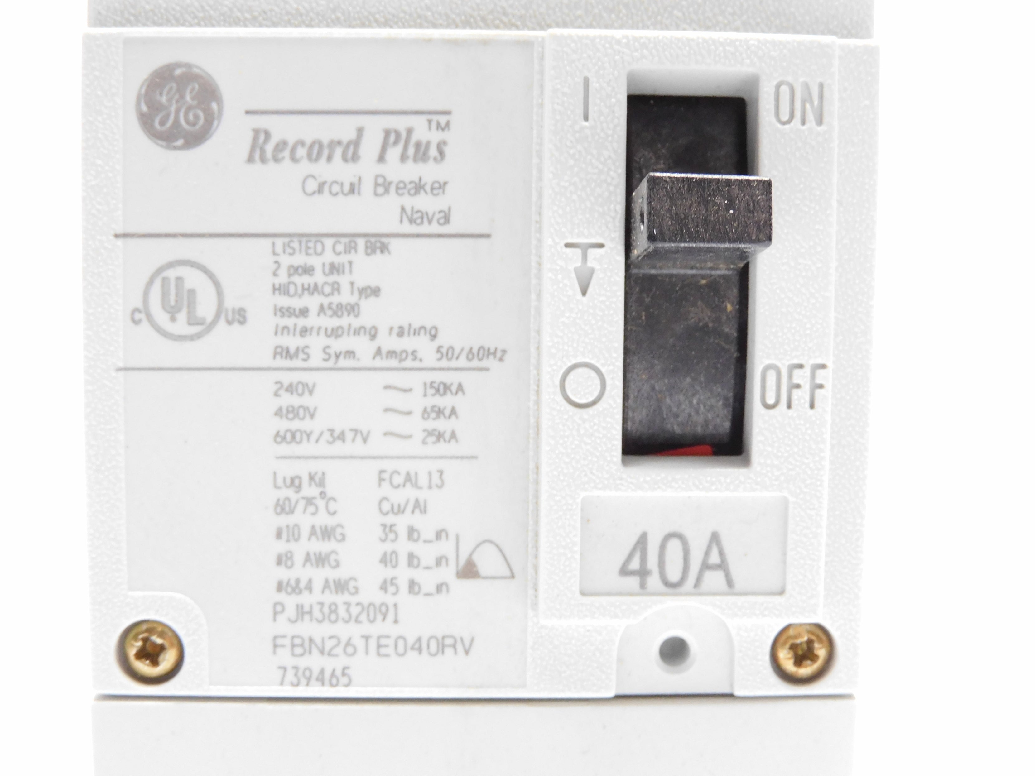 GENERAL ELECTRIC FBN26TE040RV 40A 480V NSMP