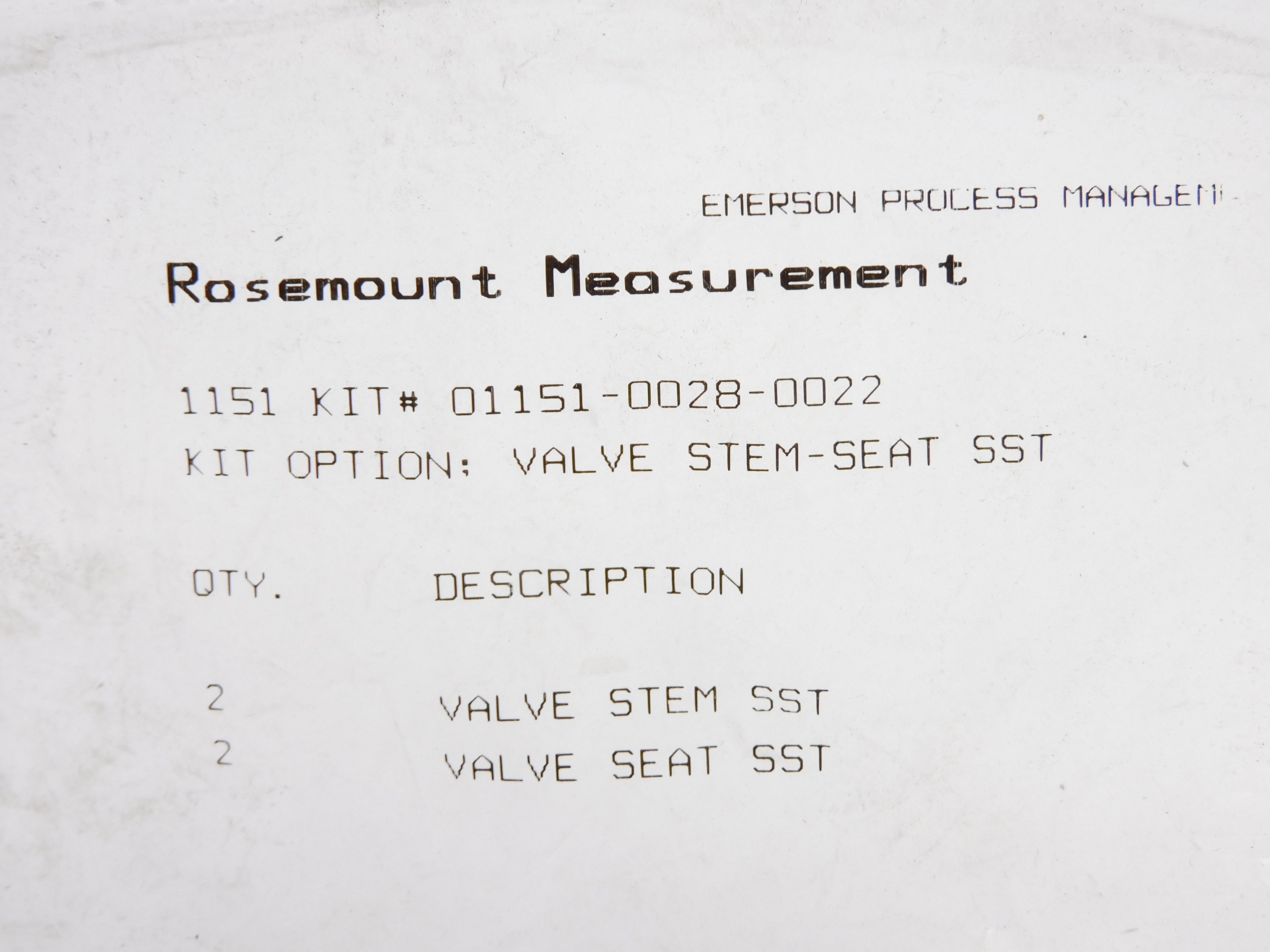 ROSEMOUNT 01151-0028-0022 NSMP