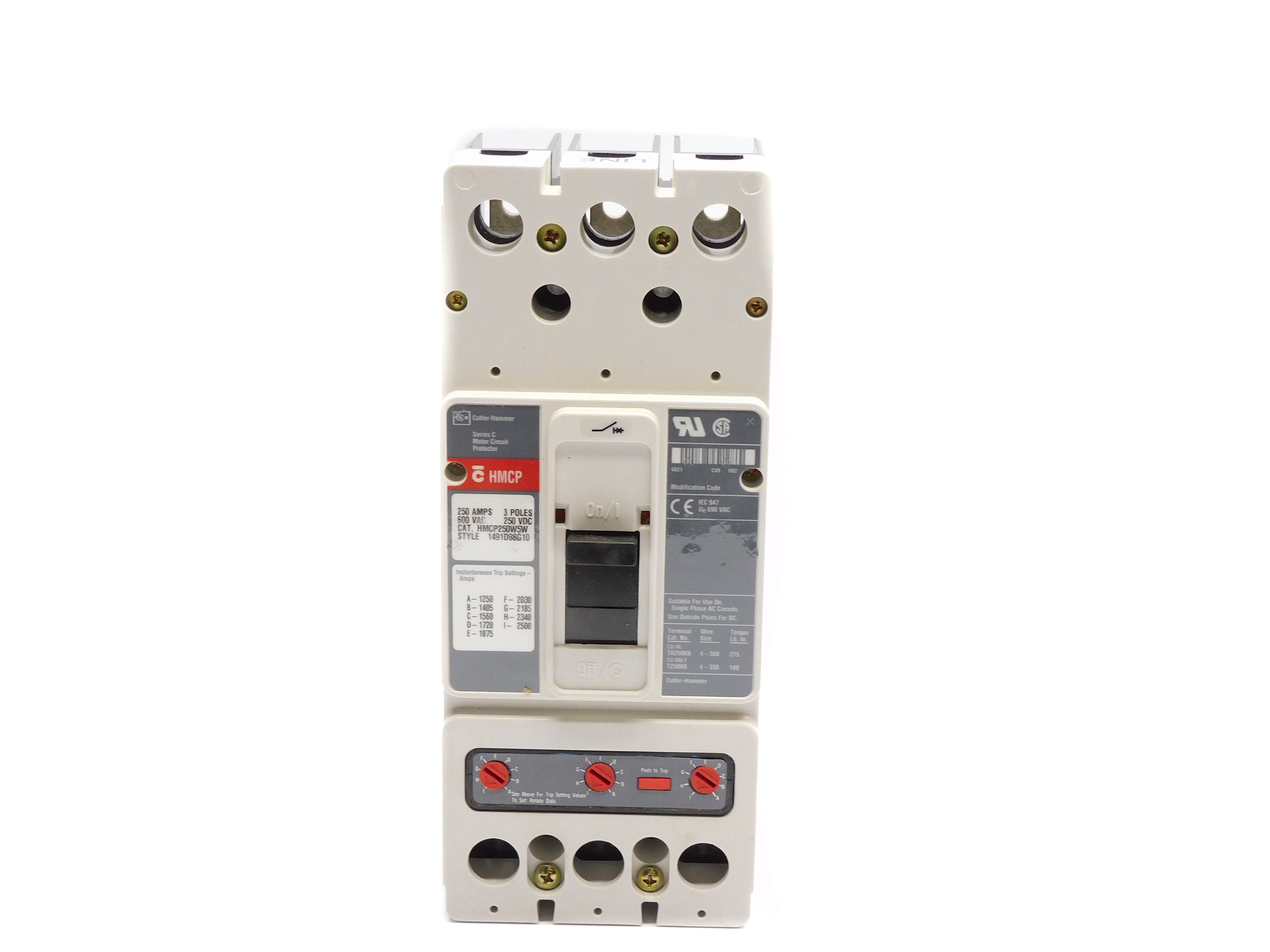 CUTLER HAMMER HMCP250W5W SER. C 250A 600VAC (GRAY) NSNP