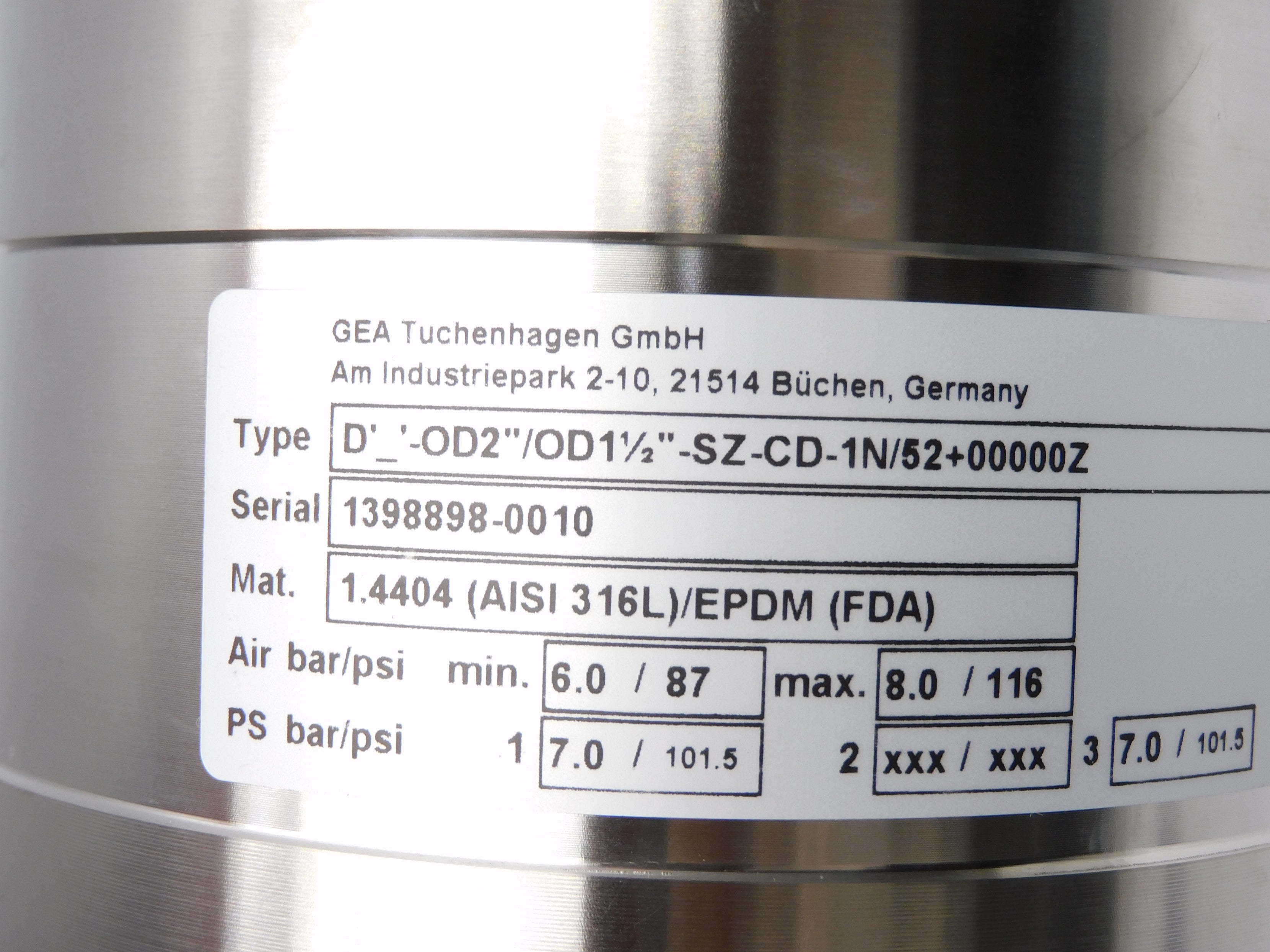 GEA D'_'-OD2"/OD1-1/2"-SZ-CD-1N/52+00000Z 116PSI NSNP
