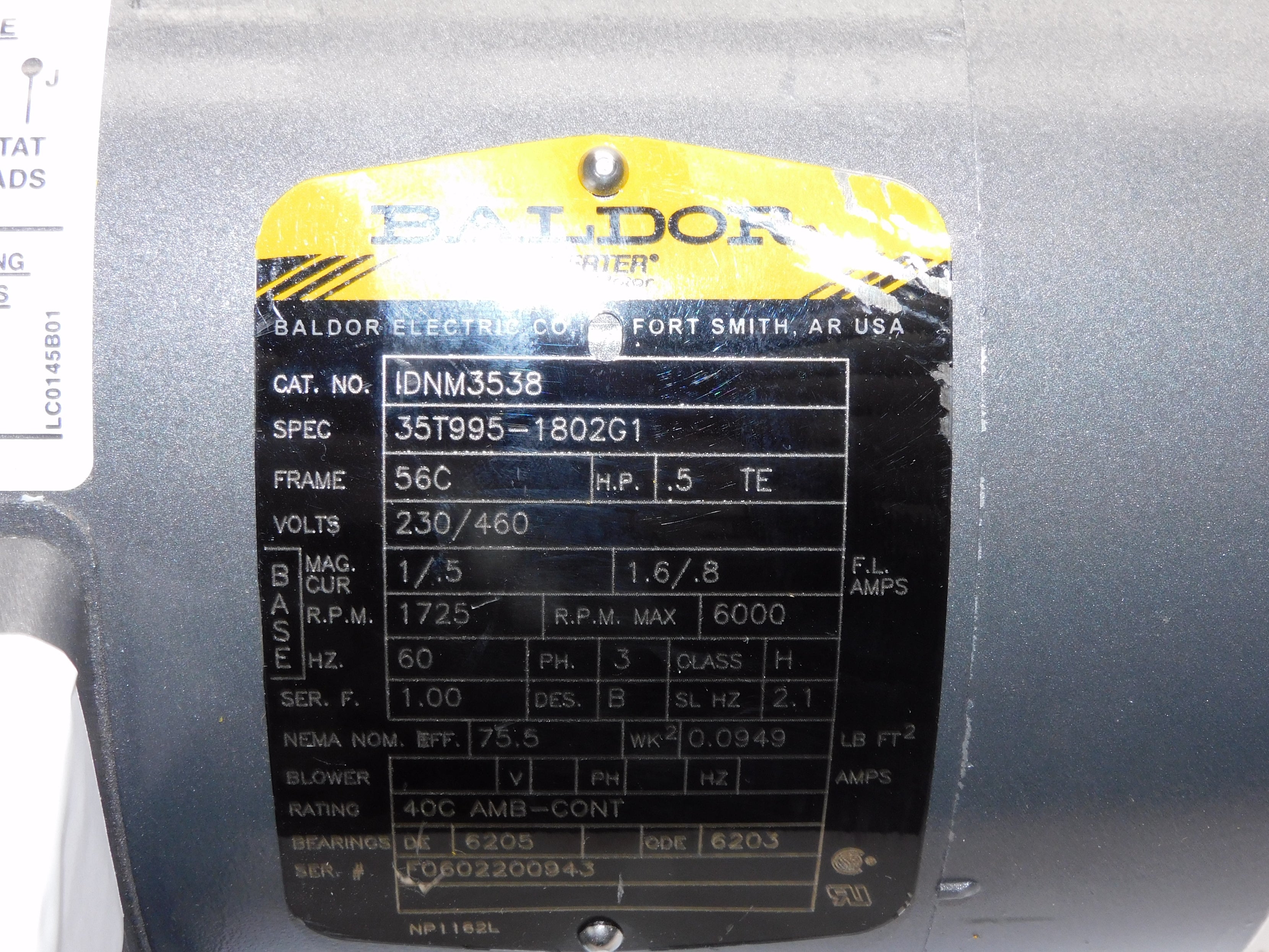 BALDOR IDNM3538 35T995-1802G1 NSNP