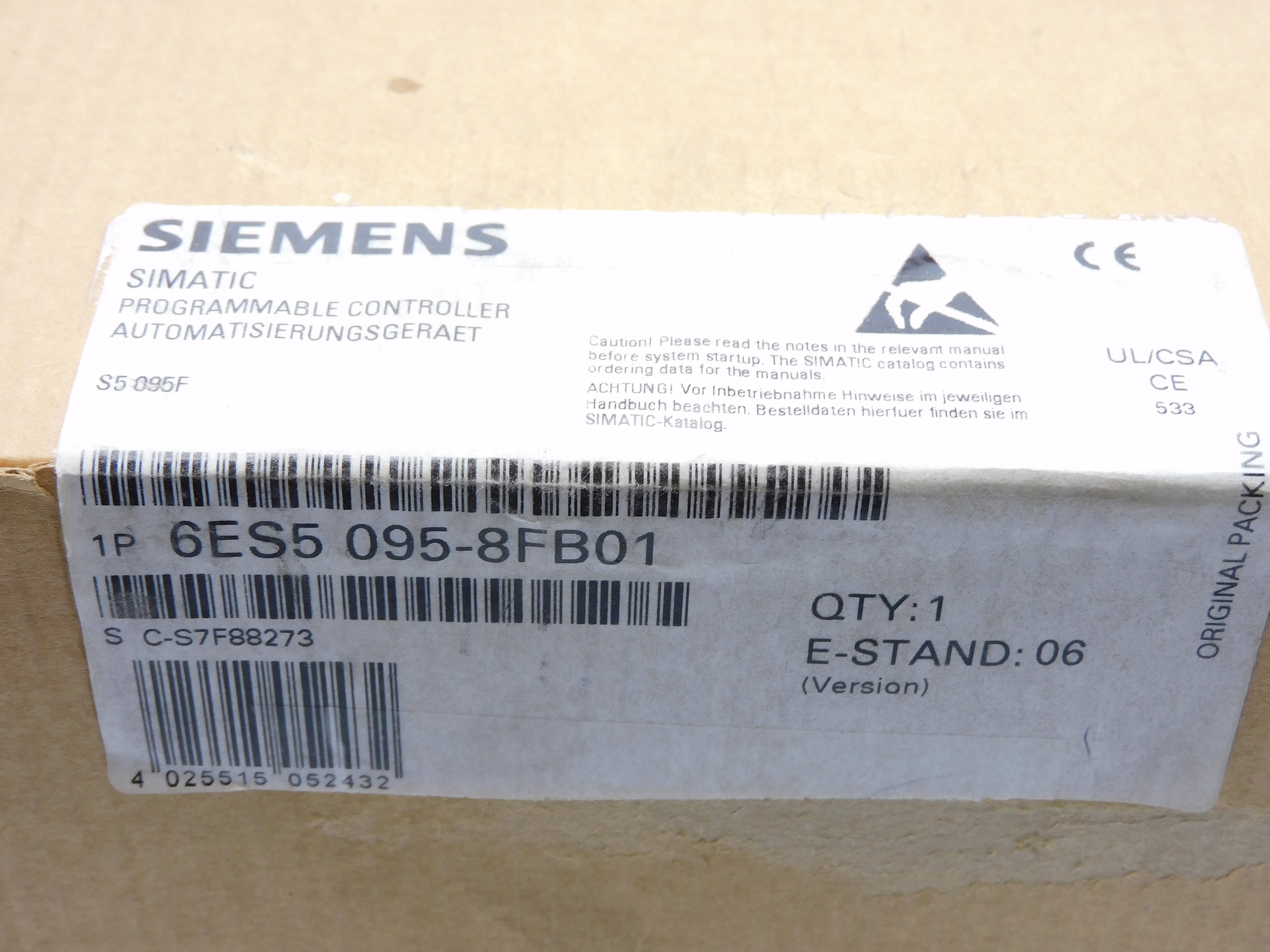 SIEMENS 6ES5095-8FB01 NSFS