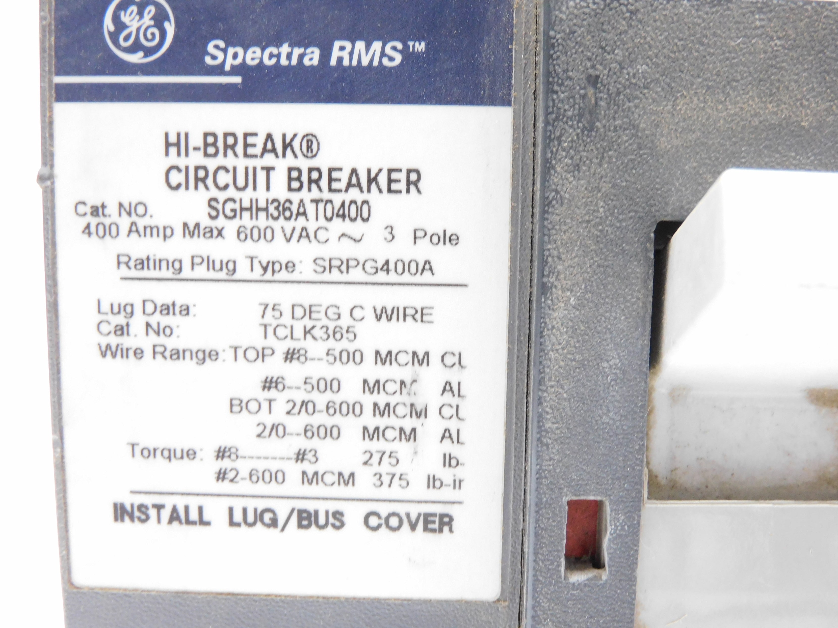 GENERAL ELECTRIC SGHH36AT0400 400A 60VAC UNMP
