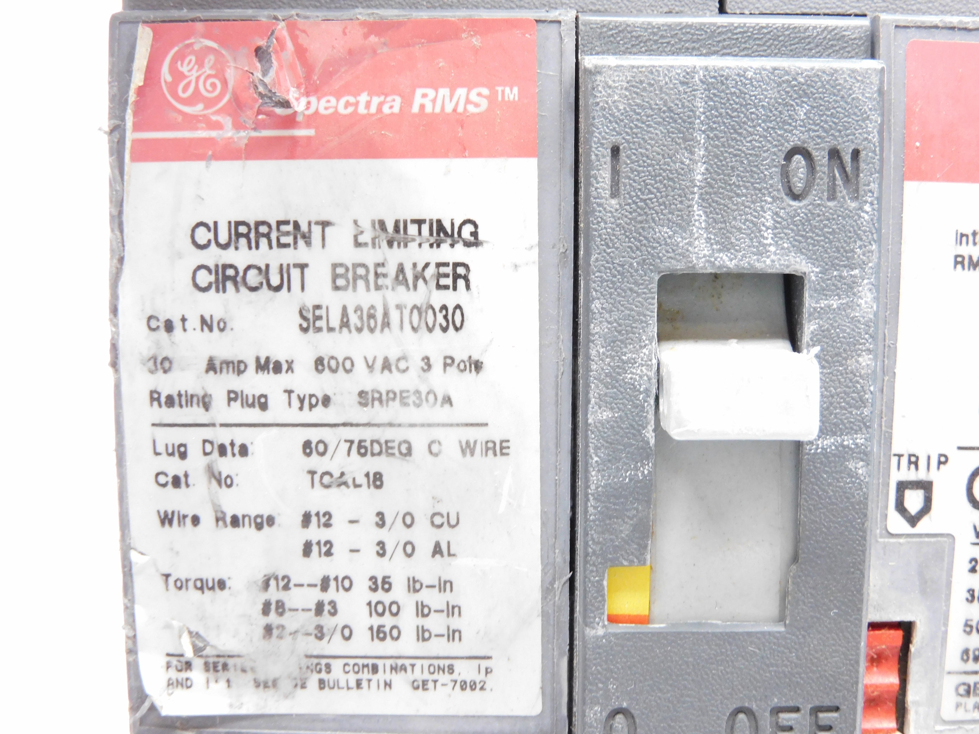 GENERAL ELECTRIC SELA36AT0030 600VAC 30A UNMP