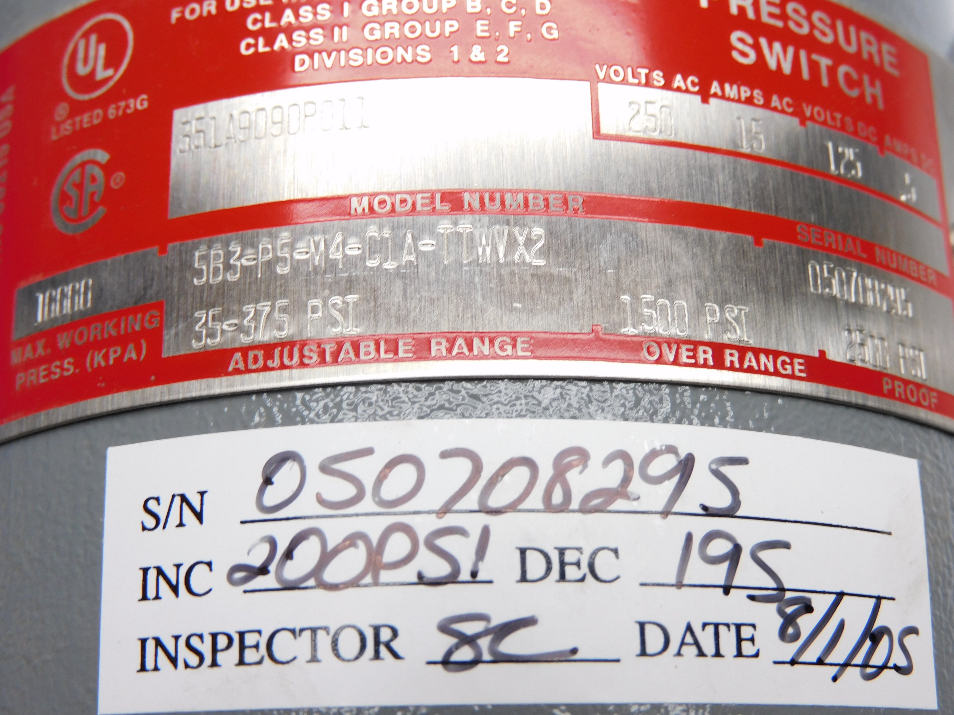 SOR 5B3-P5-M4-C1A-TTWVX2 (200PSI) NSNP