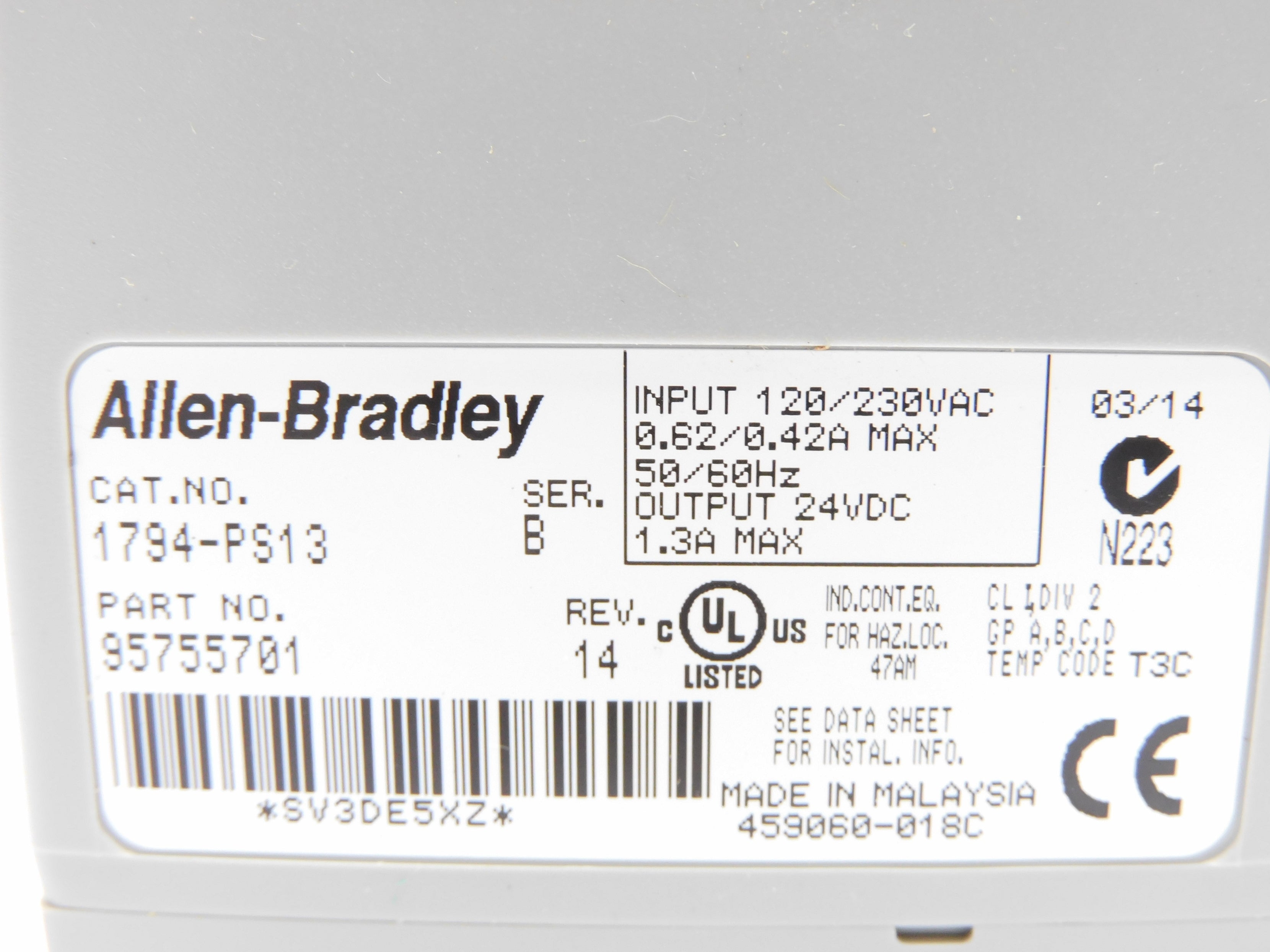 ALLEN BRADLEY 1794-PS13 SER. B NSMP