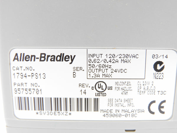 ALLEN BRADLEY 1794-PS13 SER. B NSMP