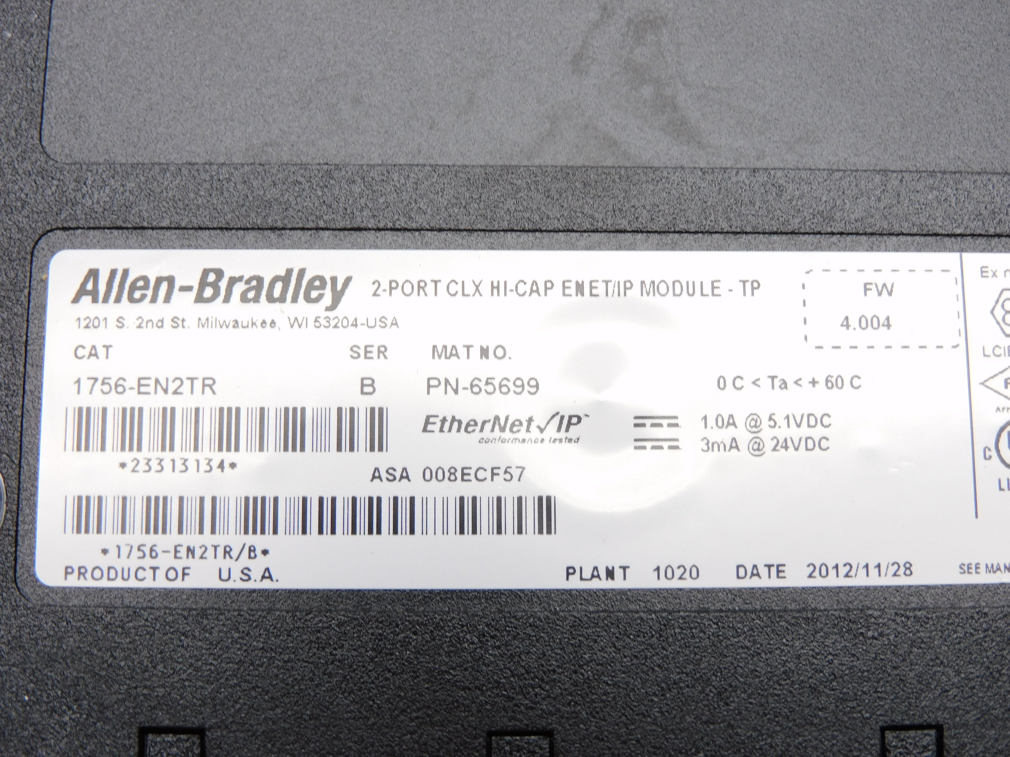 ALLEN BRADLEY 1756-EN2TR SER. B F/W 4.004 NSMP
