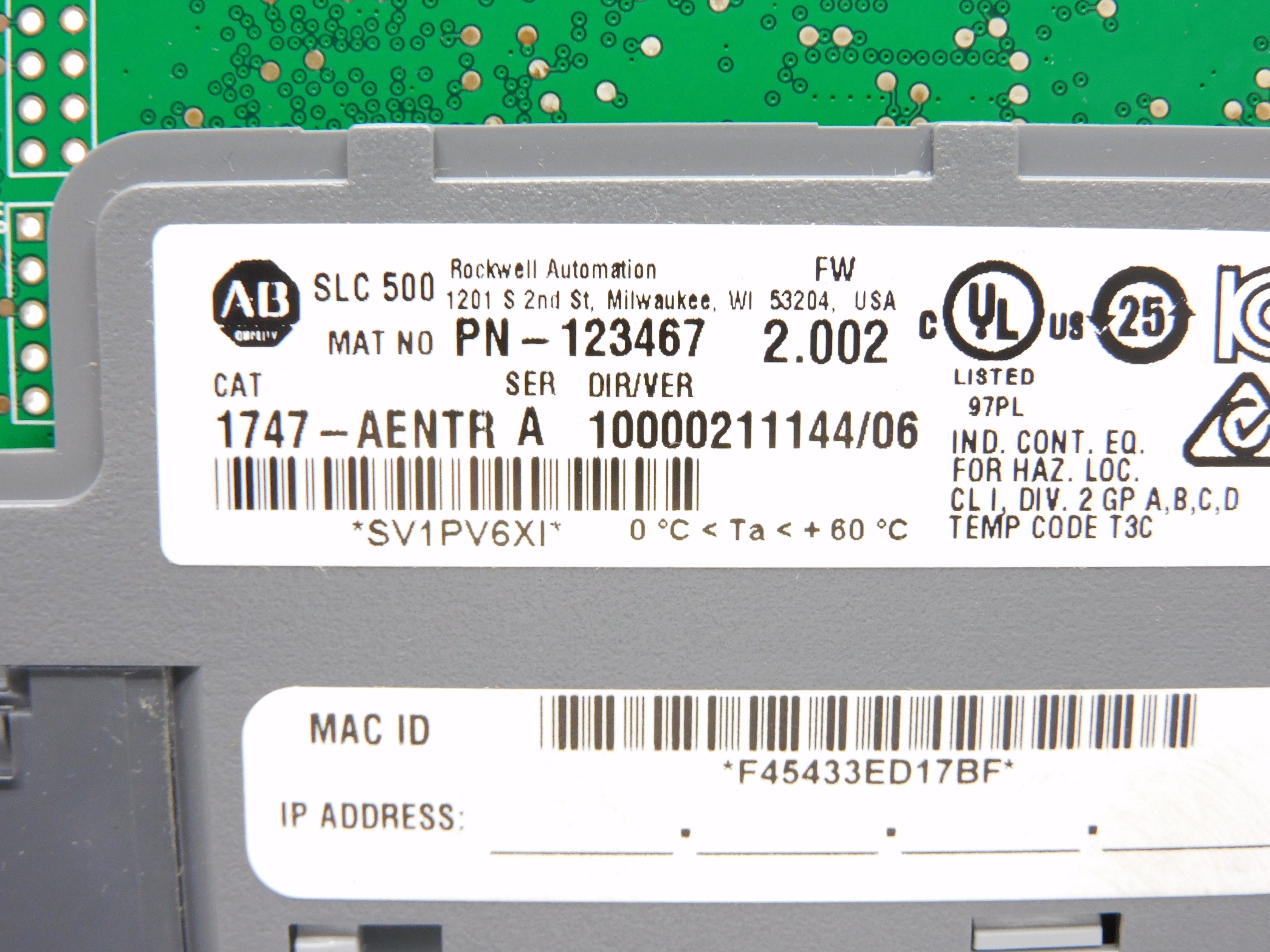ALLEN BRADLEY 1747-AENTR SER. A F/W 2.002 NSMP