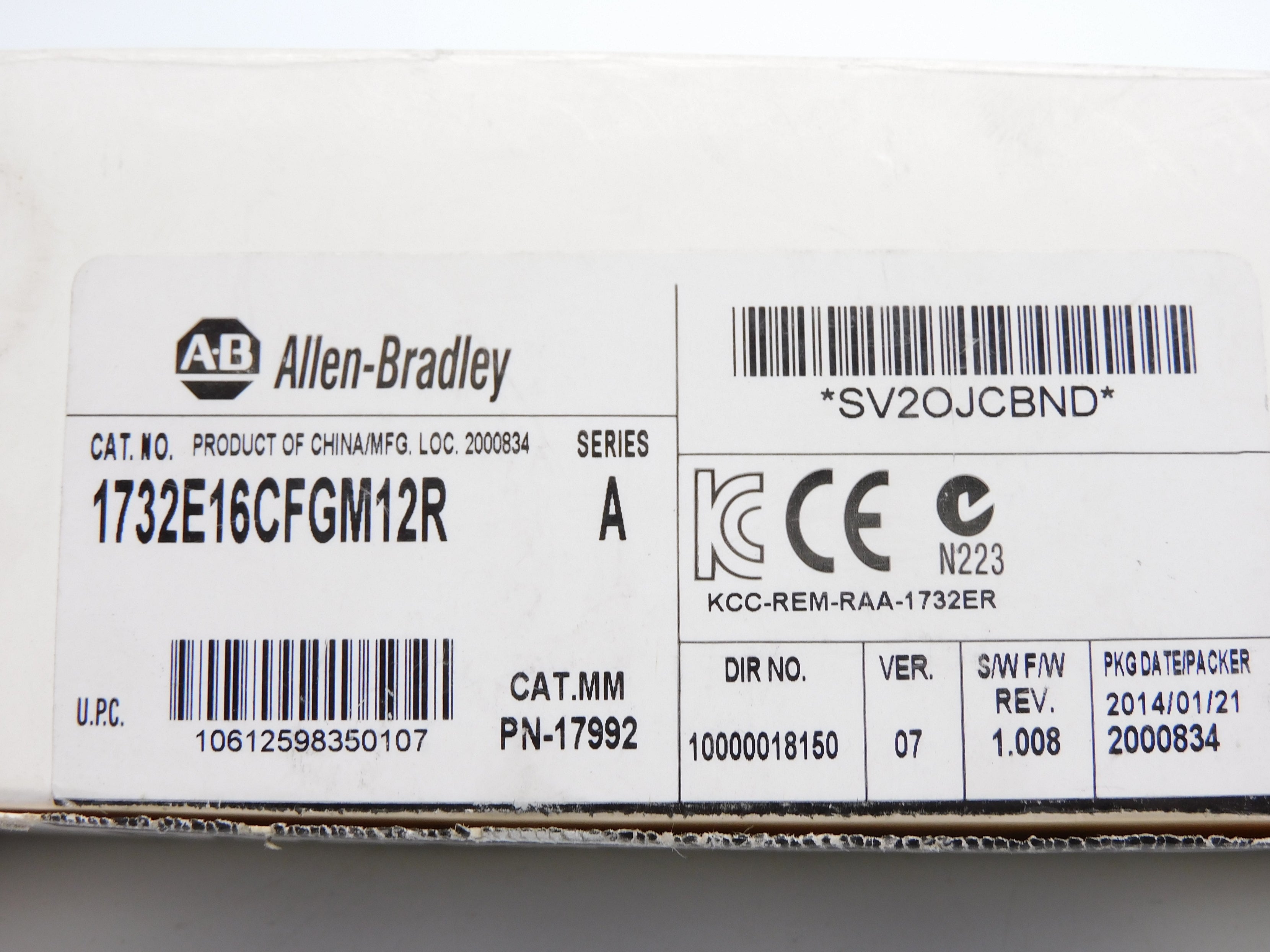 ALLEN BRADLEY 1732-E16CFGM12R SER. A F/W 1.008 NSMP