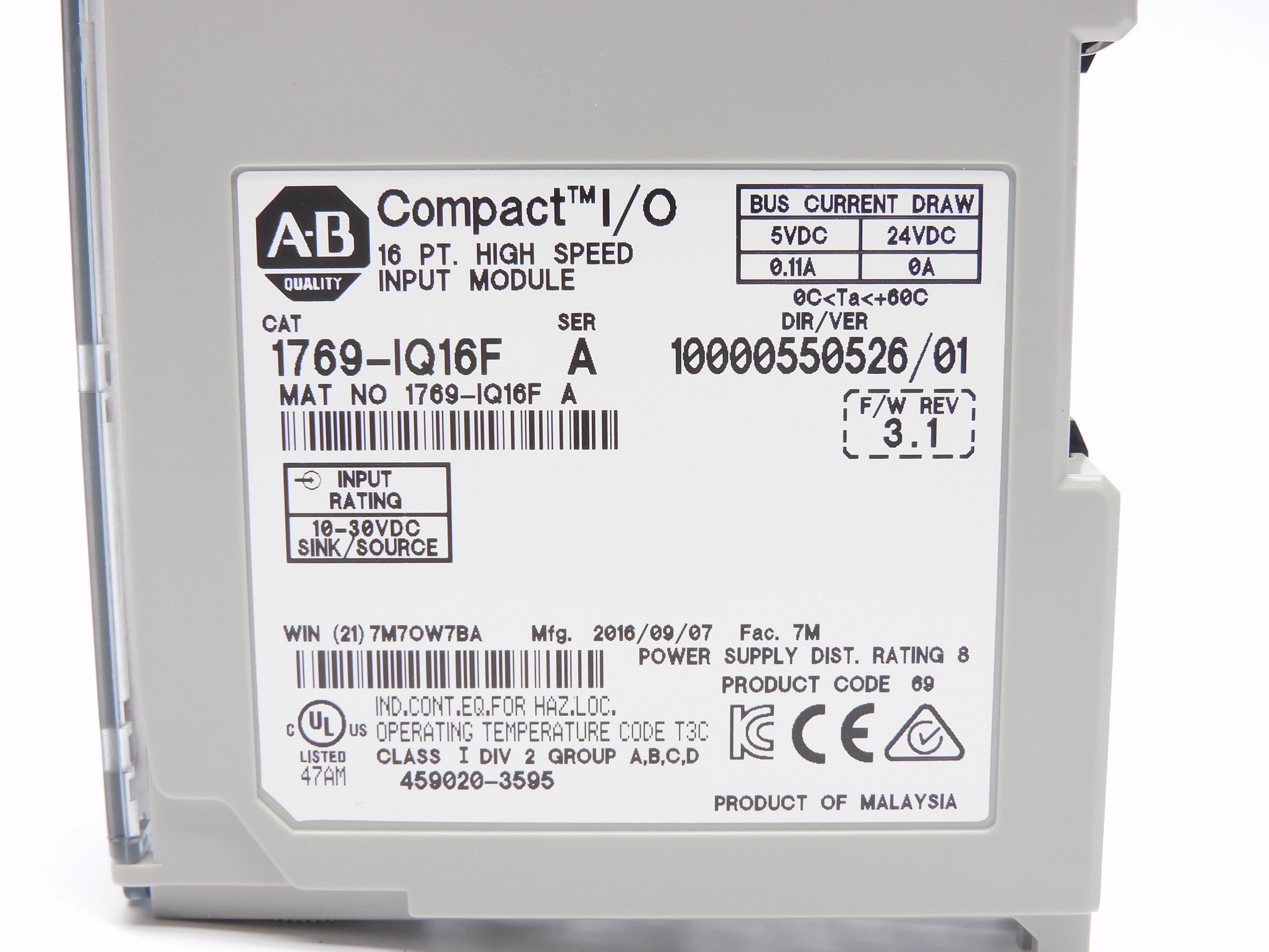 ALLEN BRADLEY 1769-IQ16F SER. A F/W 3.1 NSMP