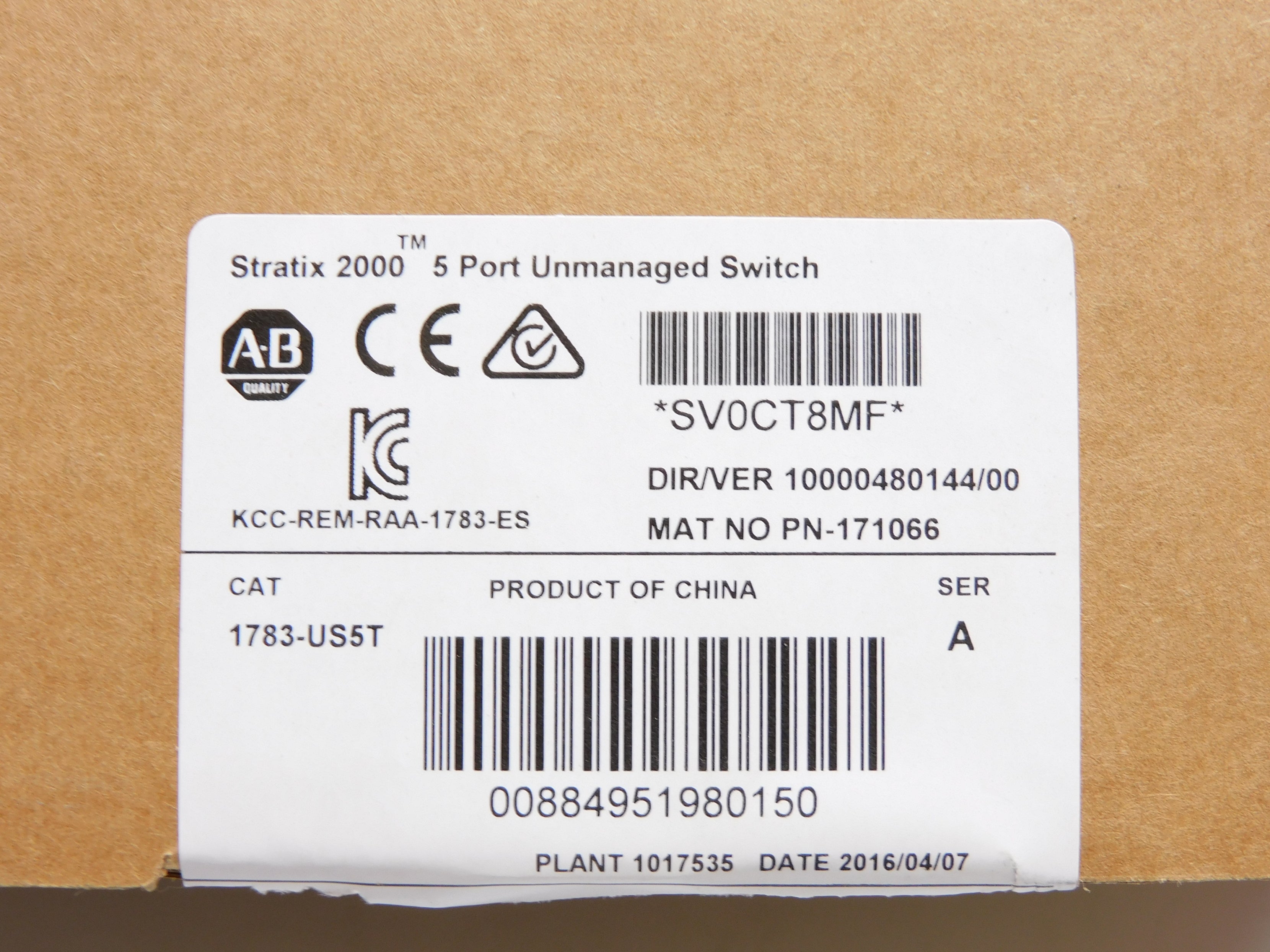 ALLEN BRADLEY 1783-US5T SER. A 18-30VAC NSMP