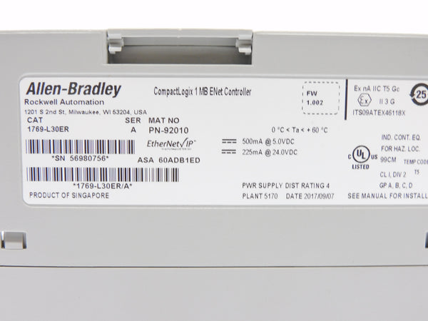 ALLEN BRADLEY 1769-L30ER SER. A F/W 1.002 NSMP