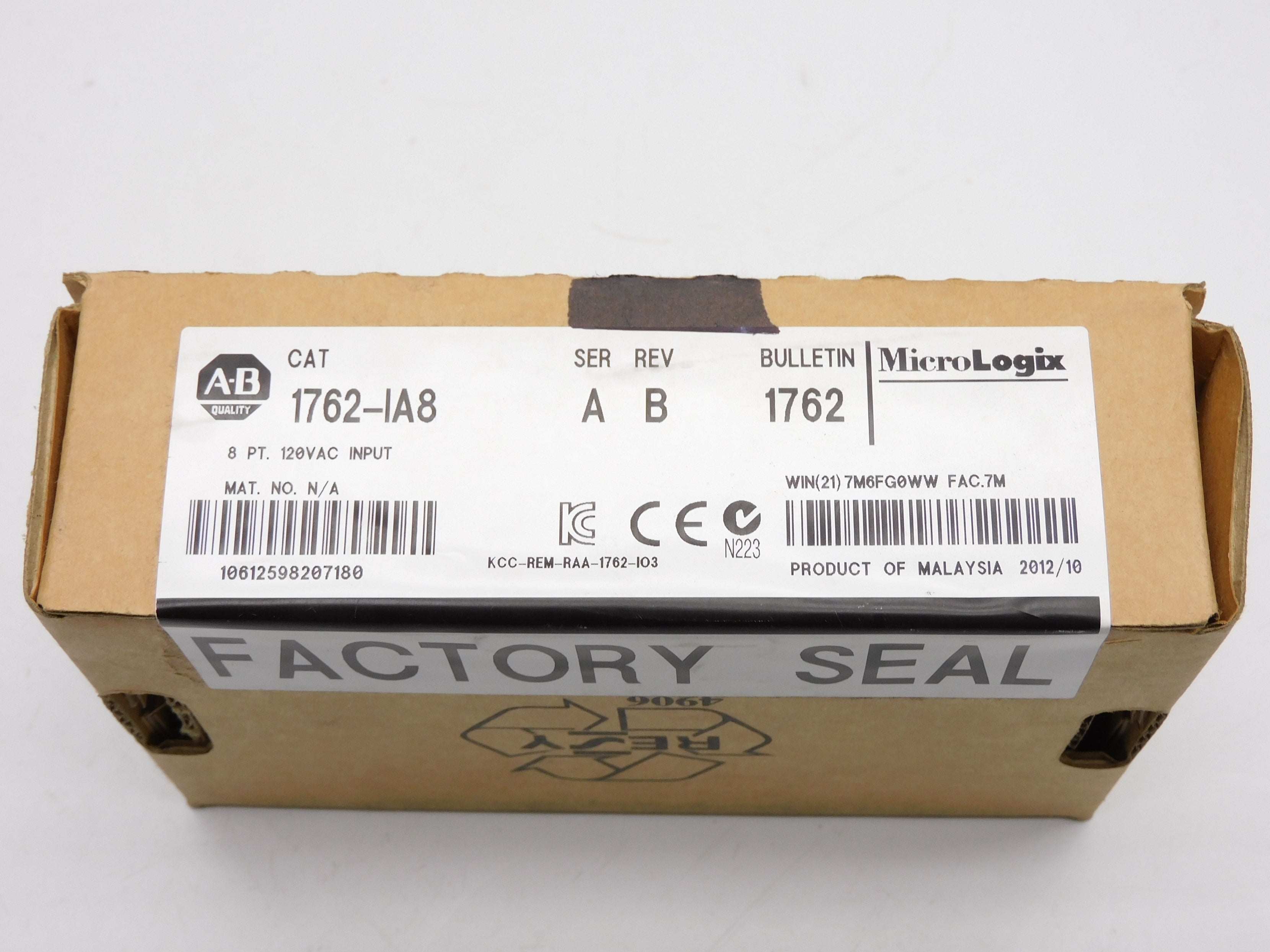ALLEN BRADLEY 1762-IA8 SER. A DATE: 2012 NSFS