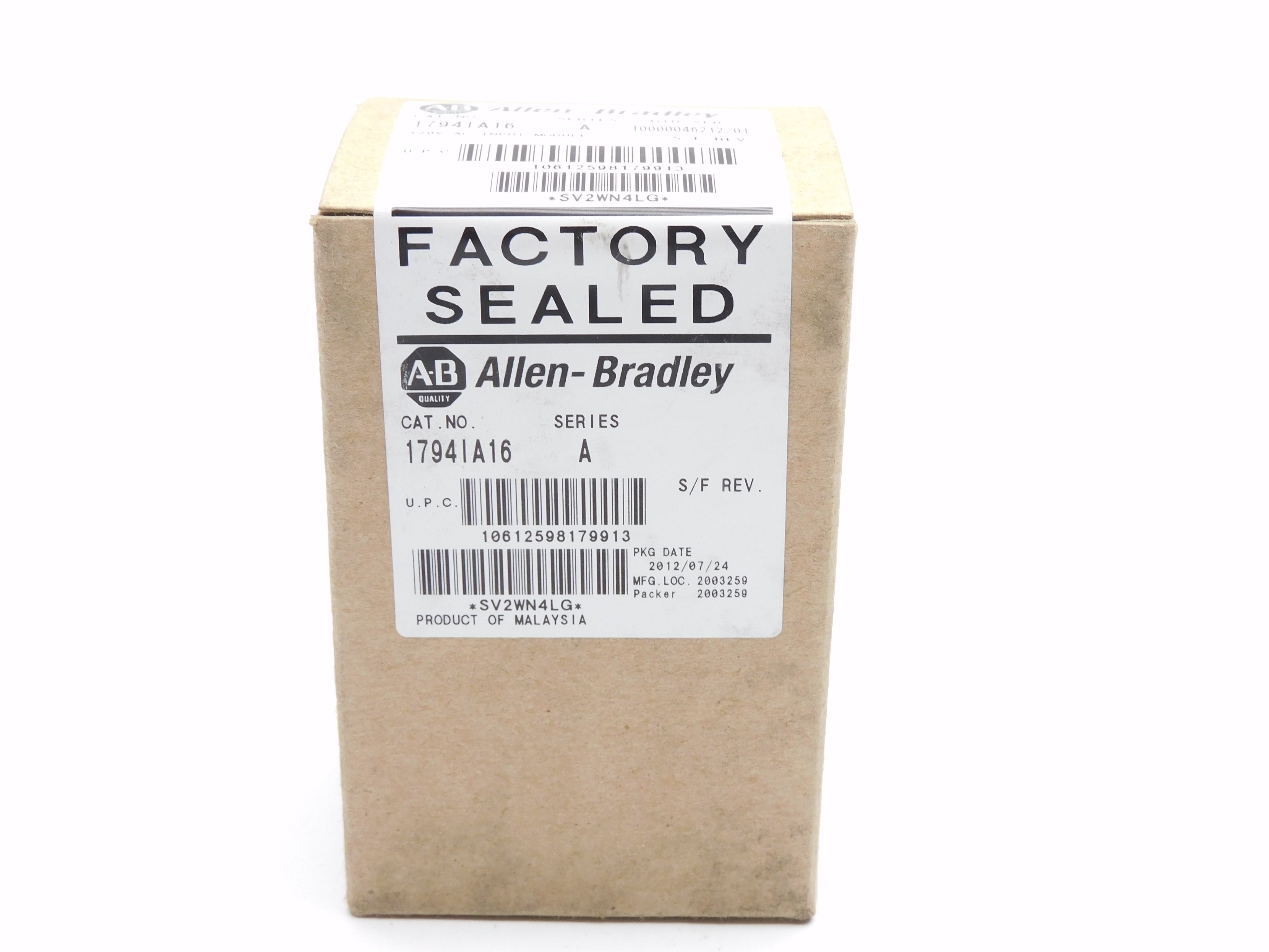 ALLEN BRADLEY 1794-IA16 SER. A DATE: 2012 NSFS