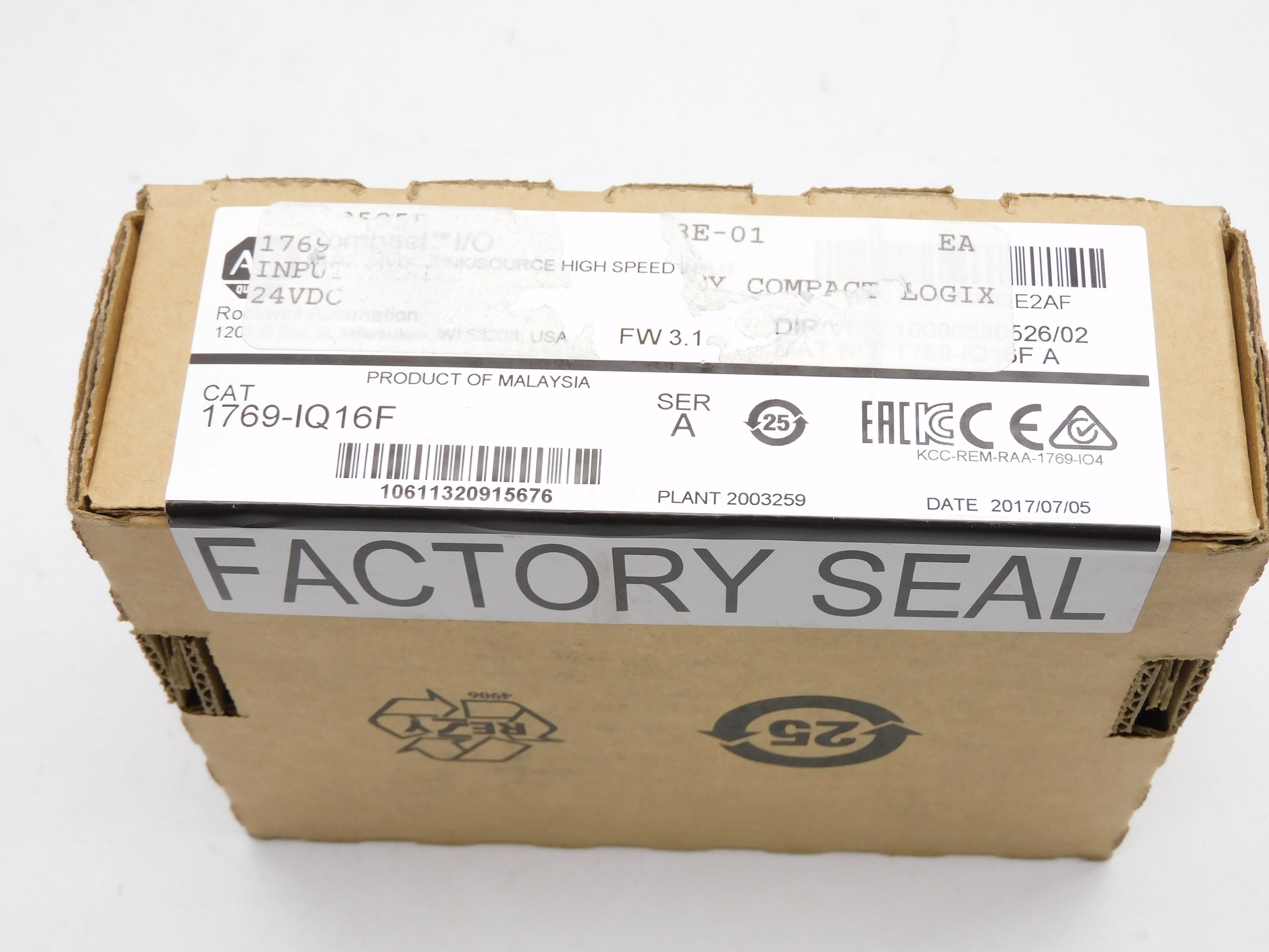 ALLEN BRADLEY 1769-IQ16F SER. A F/W 3.1 DATE: 2017 NSFS