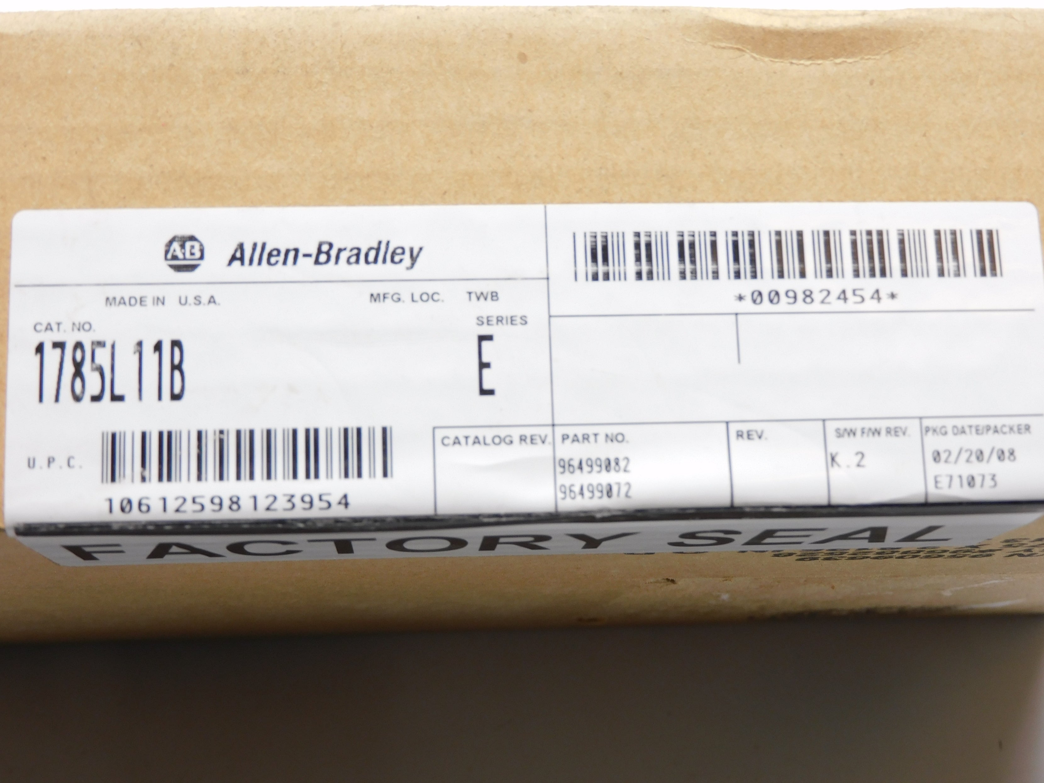 ALLEN BRADLEY 1785-L11B SER. E F/W K.2 DATE: 2008 NSFS