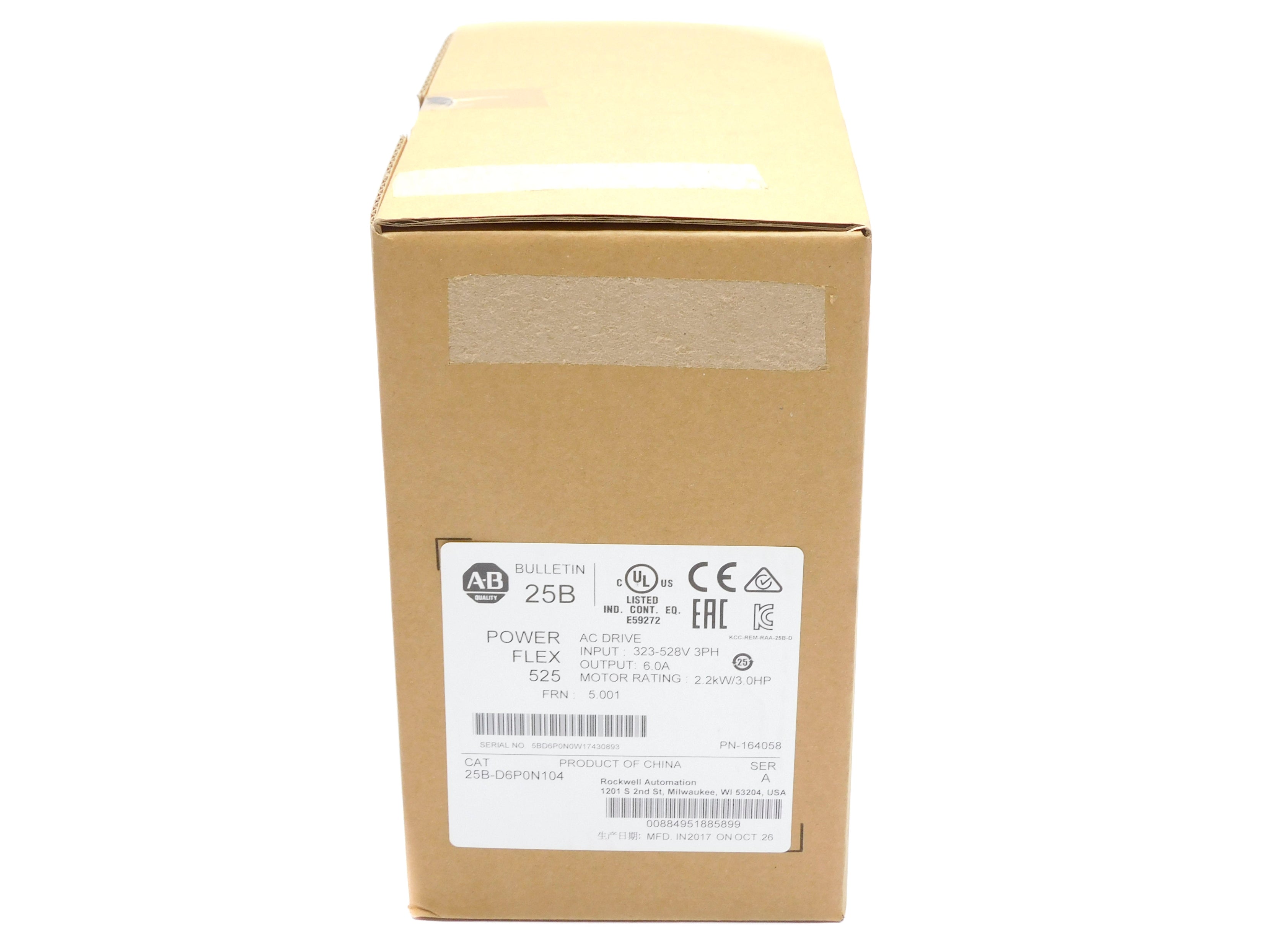 ALLEN BRADLEY 25B-D6P0N104 SER. A F/W 5.001 DATE: 2017 NSFS