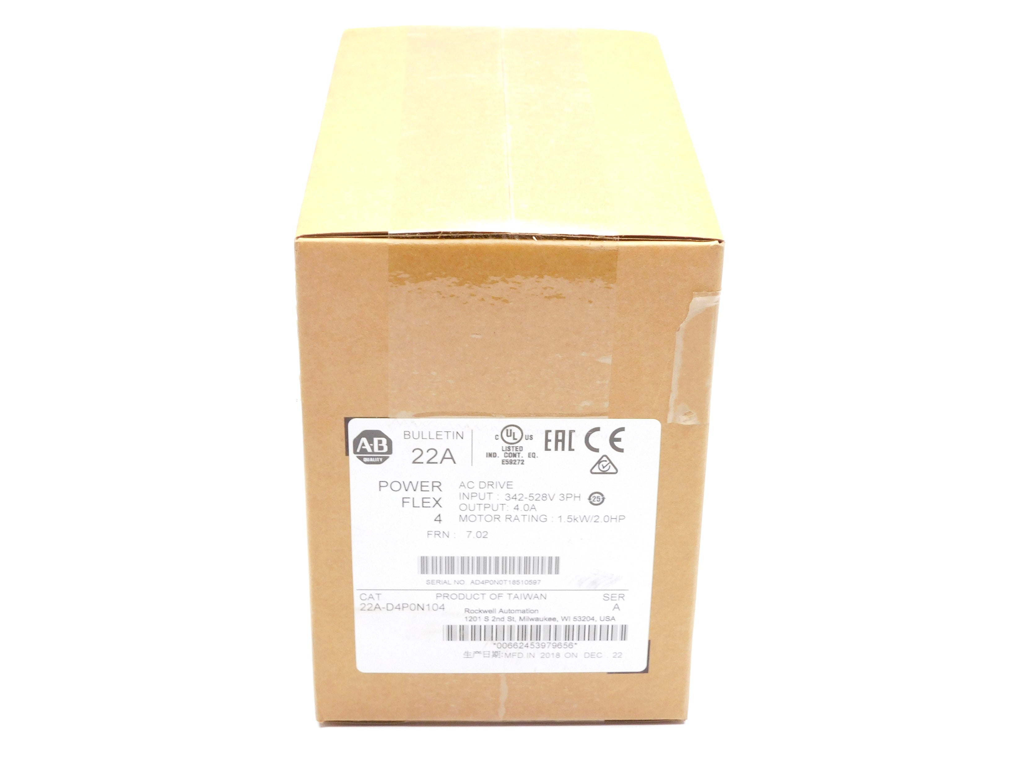 ALLEN BRADLEY 22A-D4P0N104 SER. A F/W 7.02 DATE: 2018 NSFS