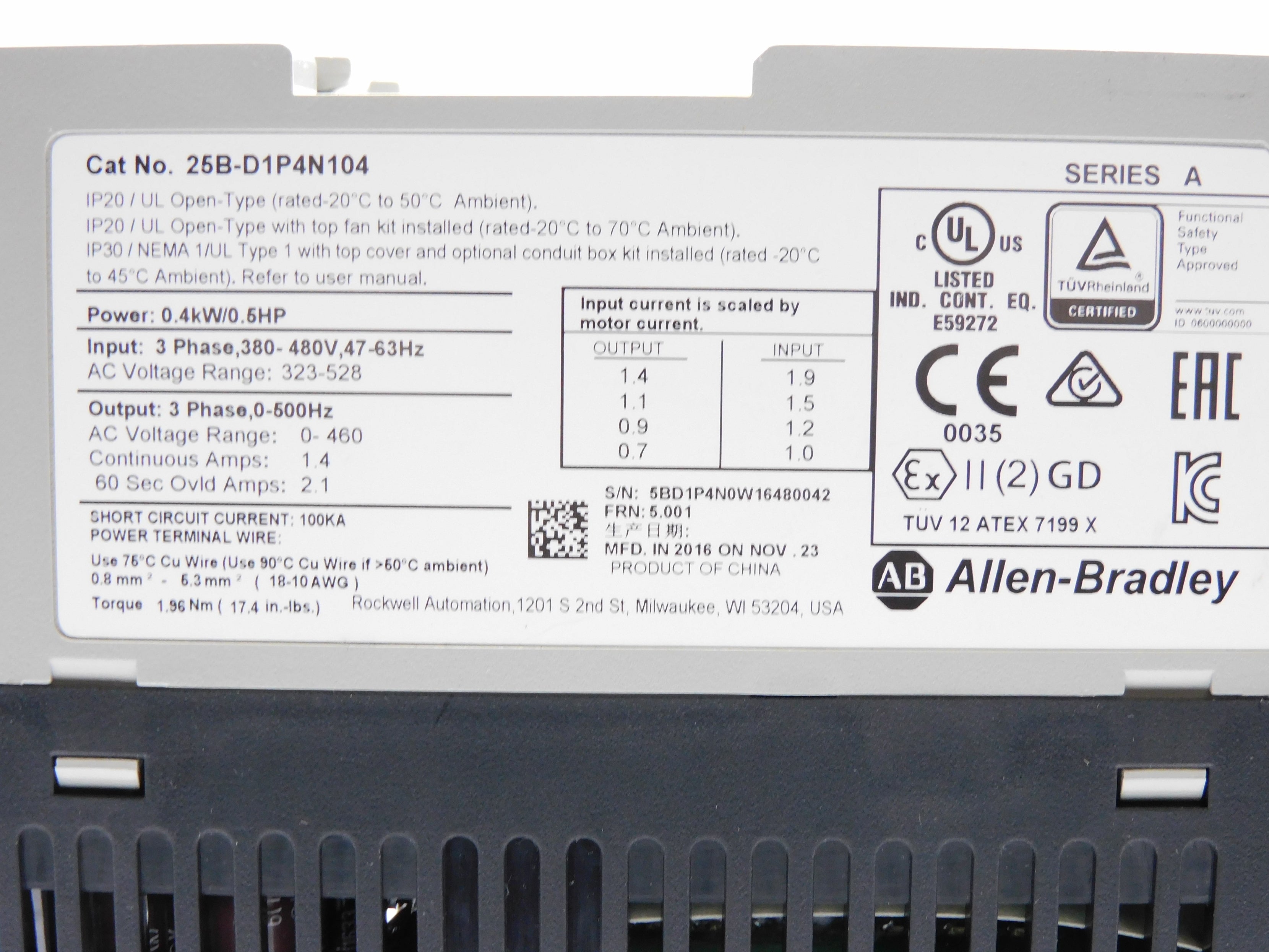 ALLEN BRADLEY 25B-D1P4N104 SER. A F/W 5.001 (AS PICTURED) NSMP