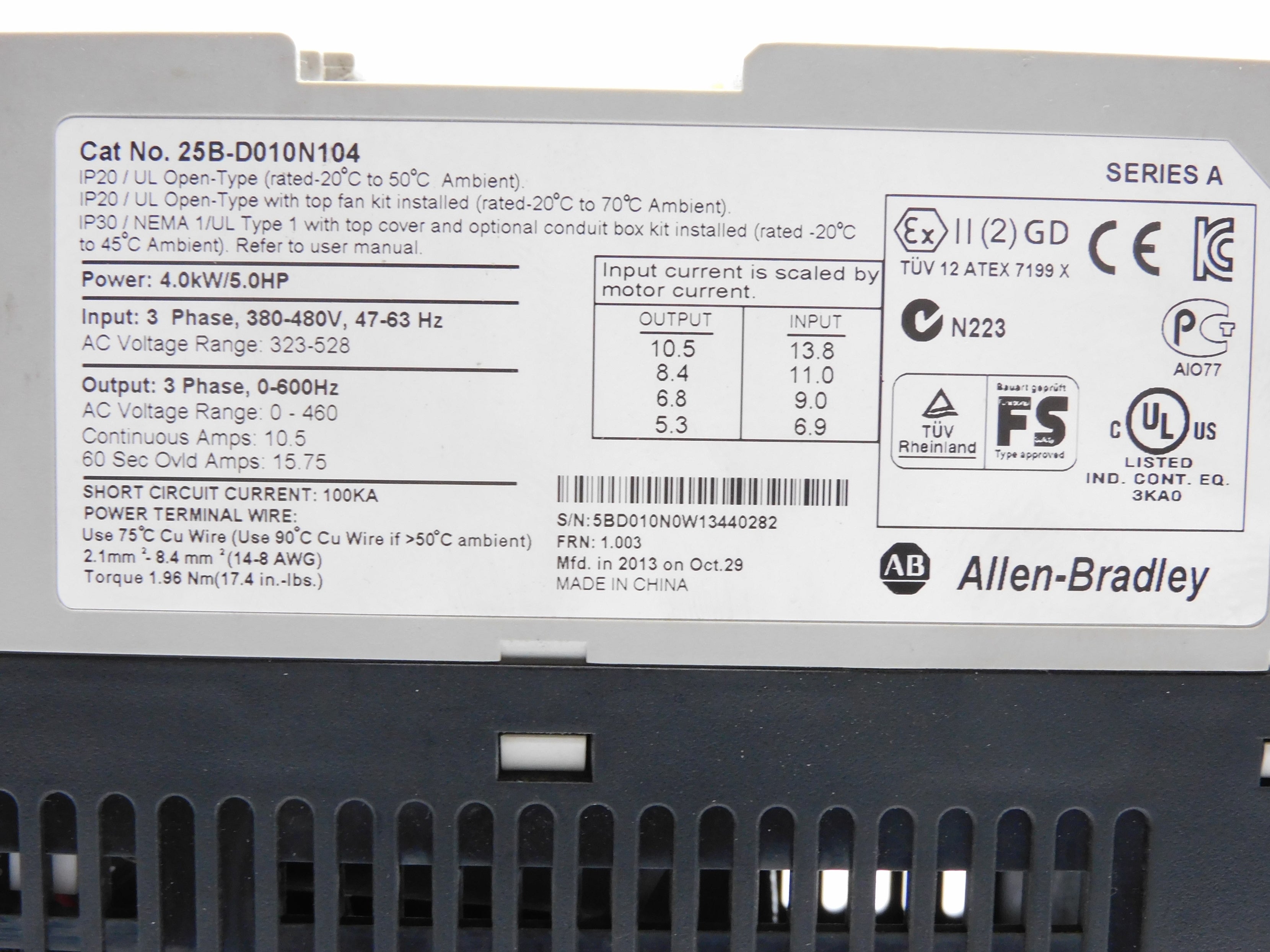 ALLEN BRADLEY 25B-D010N104 SER. A F/W 1.003 UNMP