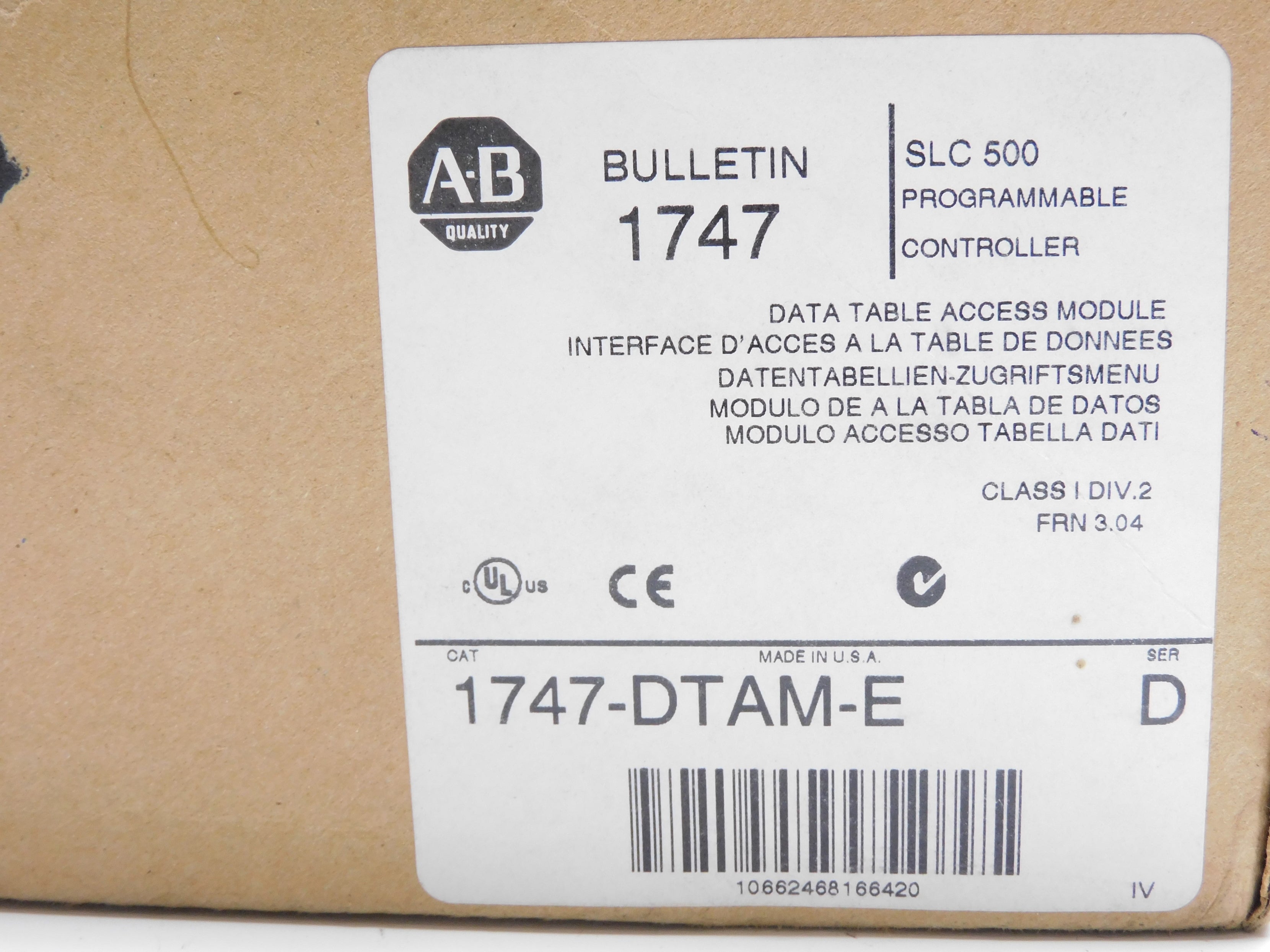 ALLEN BRADLEY 1747-DTAM-E SER. D F/W 3.04 NSFS