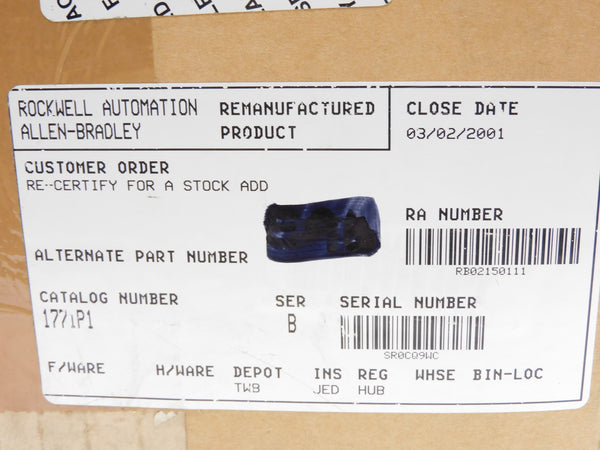 ALLEN BRADLEY 1771-P1 SER. B DATE: 2001 REMAN