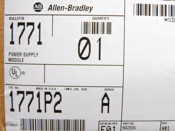 ALLEN BRADLEY 1771-P2 SER. A 120/220VAC 6.5A NSMP