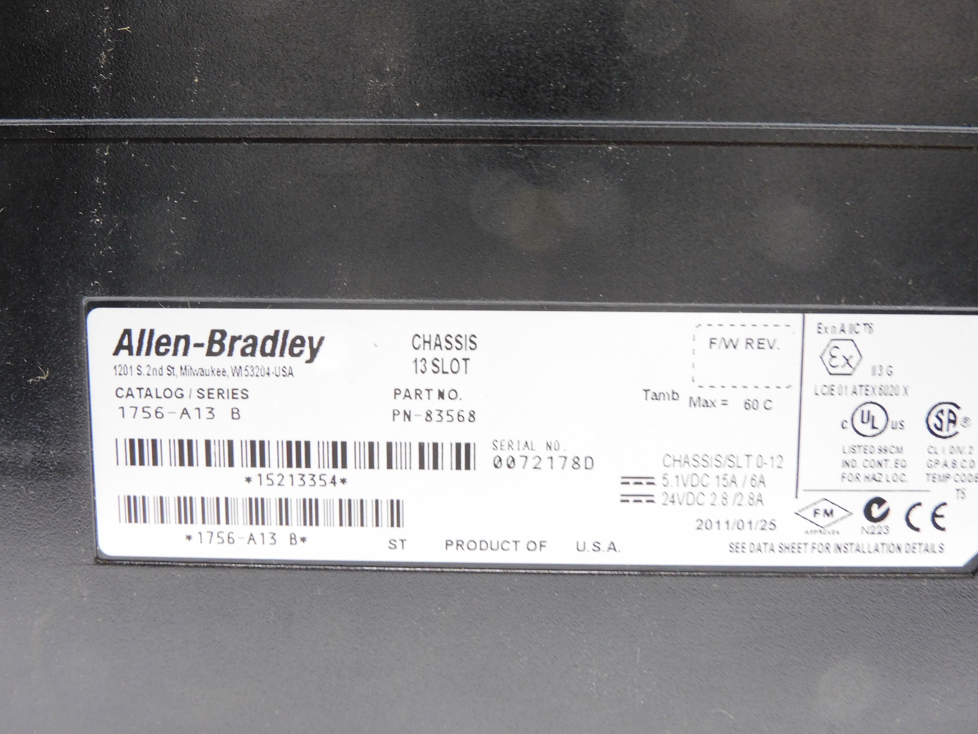 ALLEN BRADLEY 1756-A13 SER. B NSMP