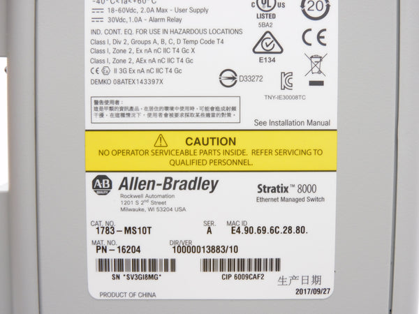 ALLEN BRADLEY 1783-MS10T SER. A 18-60VDC 2.0A NSMP