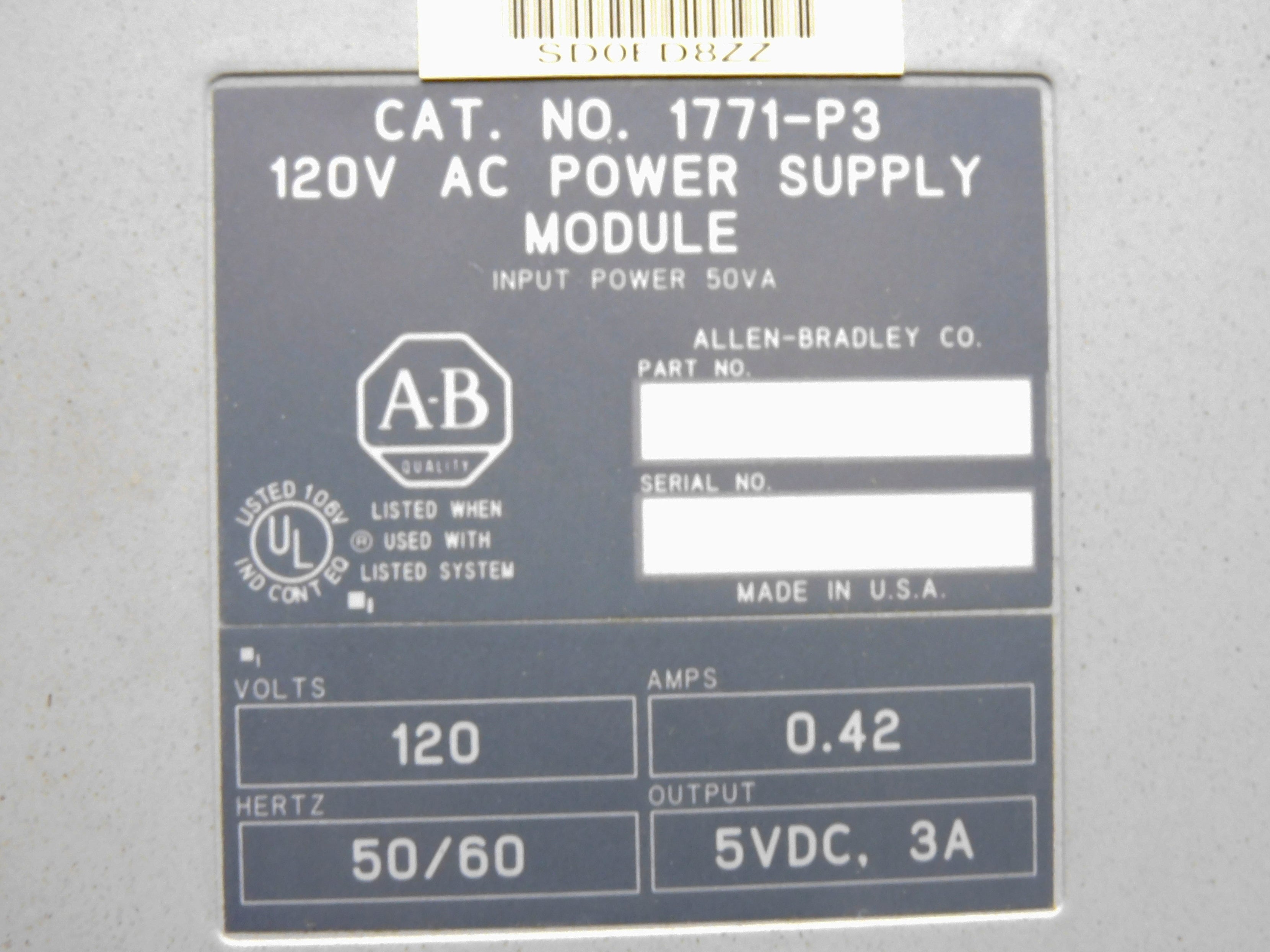 ALLEN BRADLEY 1771-P3 REMAN