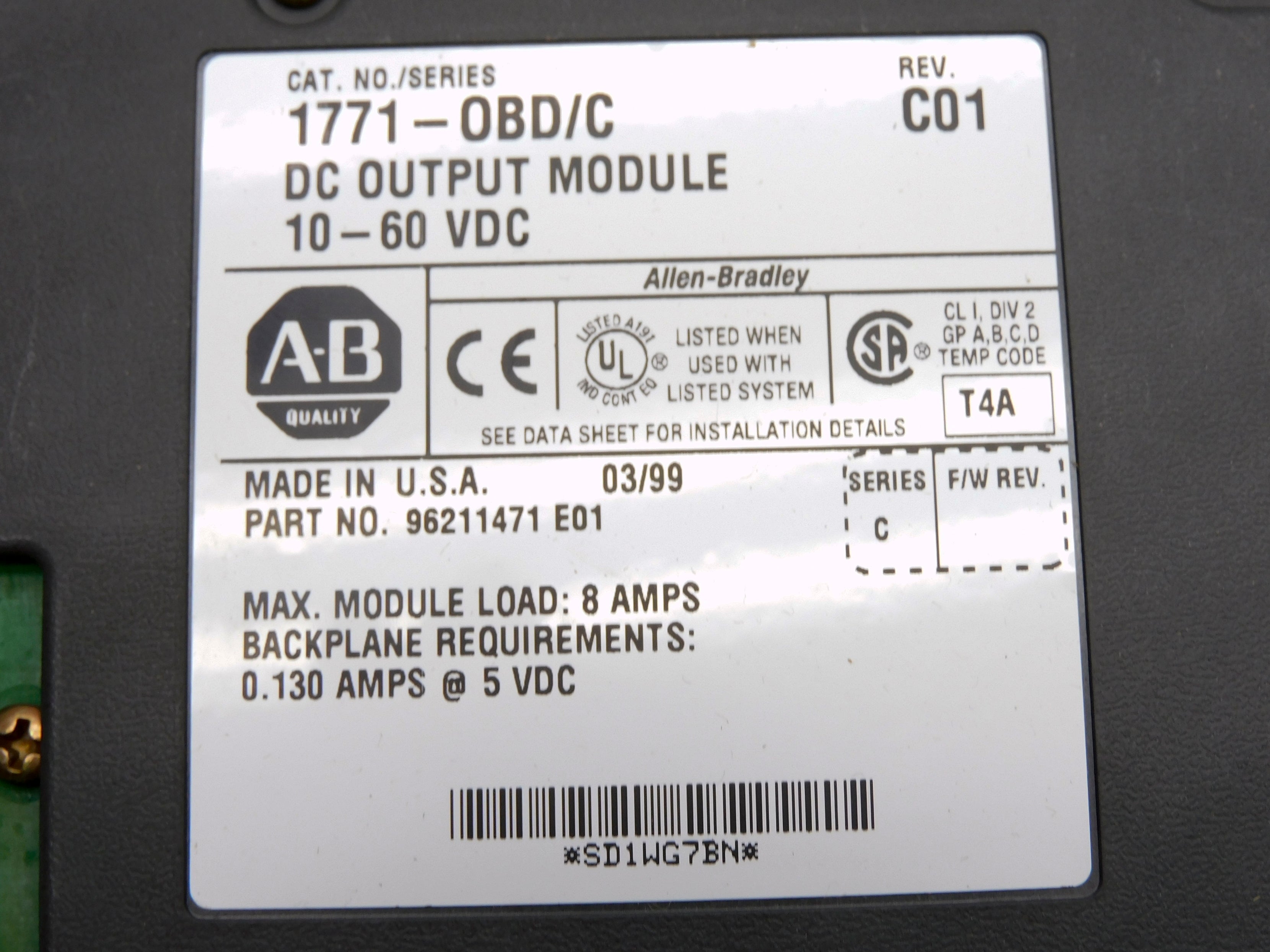 ALLEN BRADLEY 1771-OBD SER. C UNMP