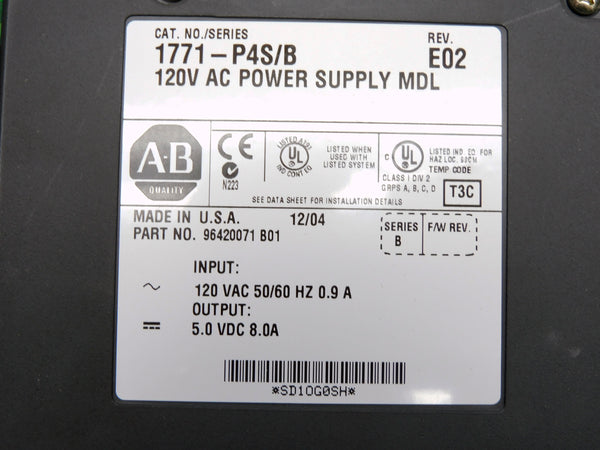 ALLEN BRADLEY 1771-P4S SER. B 120VAC 0.9A UNMP