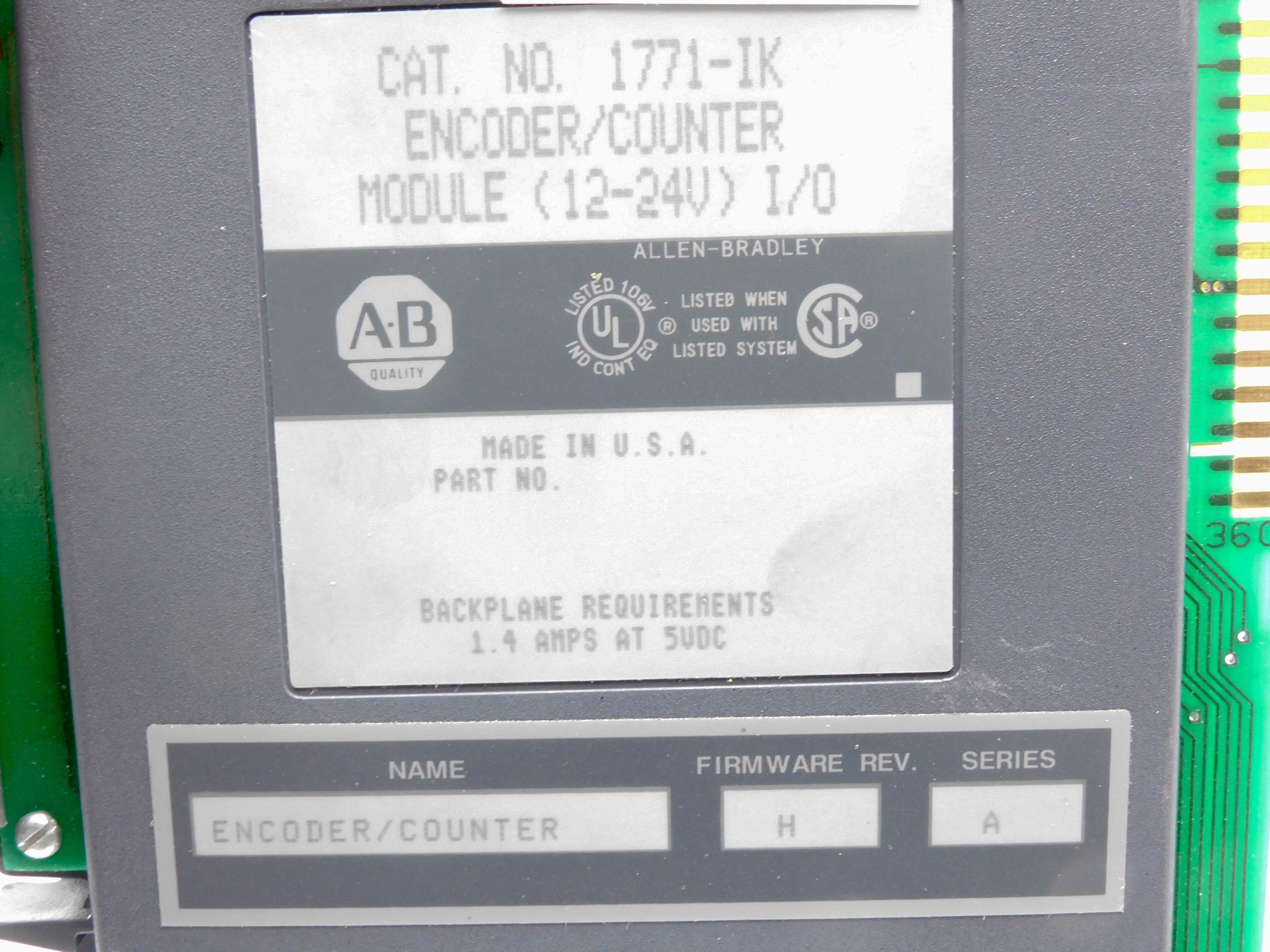 ALLEN BRADLEY 1771-IK SER. A F/W H UNMP