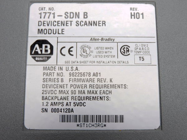 ALLEN BRADLEY 1771-SDN SER. B F/W K UNMP