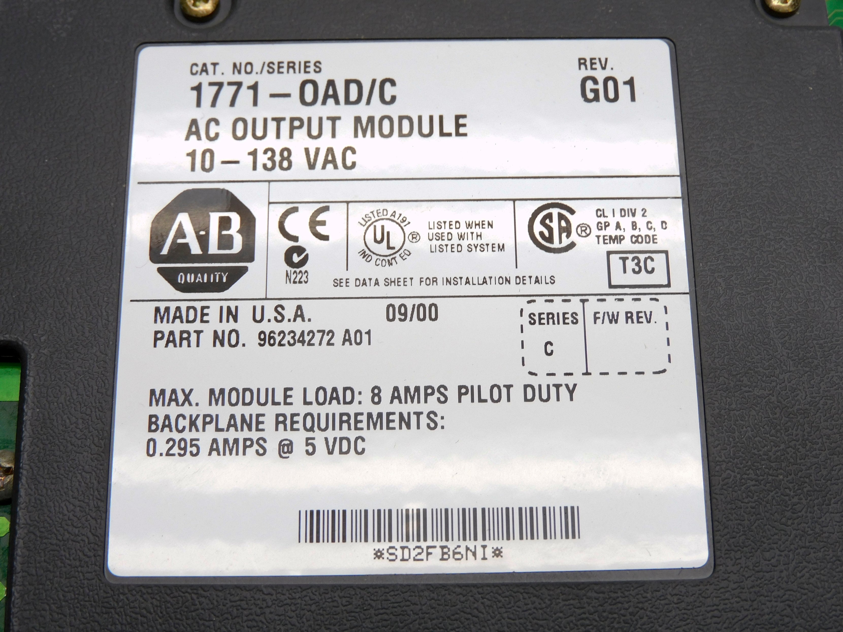 ALLEN BRADLEY 1771-OAD SER. C (NO FUSE) UNMP
