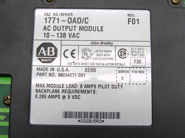 ALLEN BRADLEY 1771-OAD SER. C 10-138VAC 8A UNMP