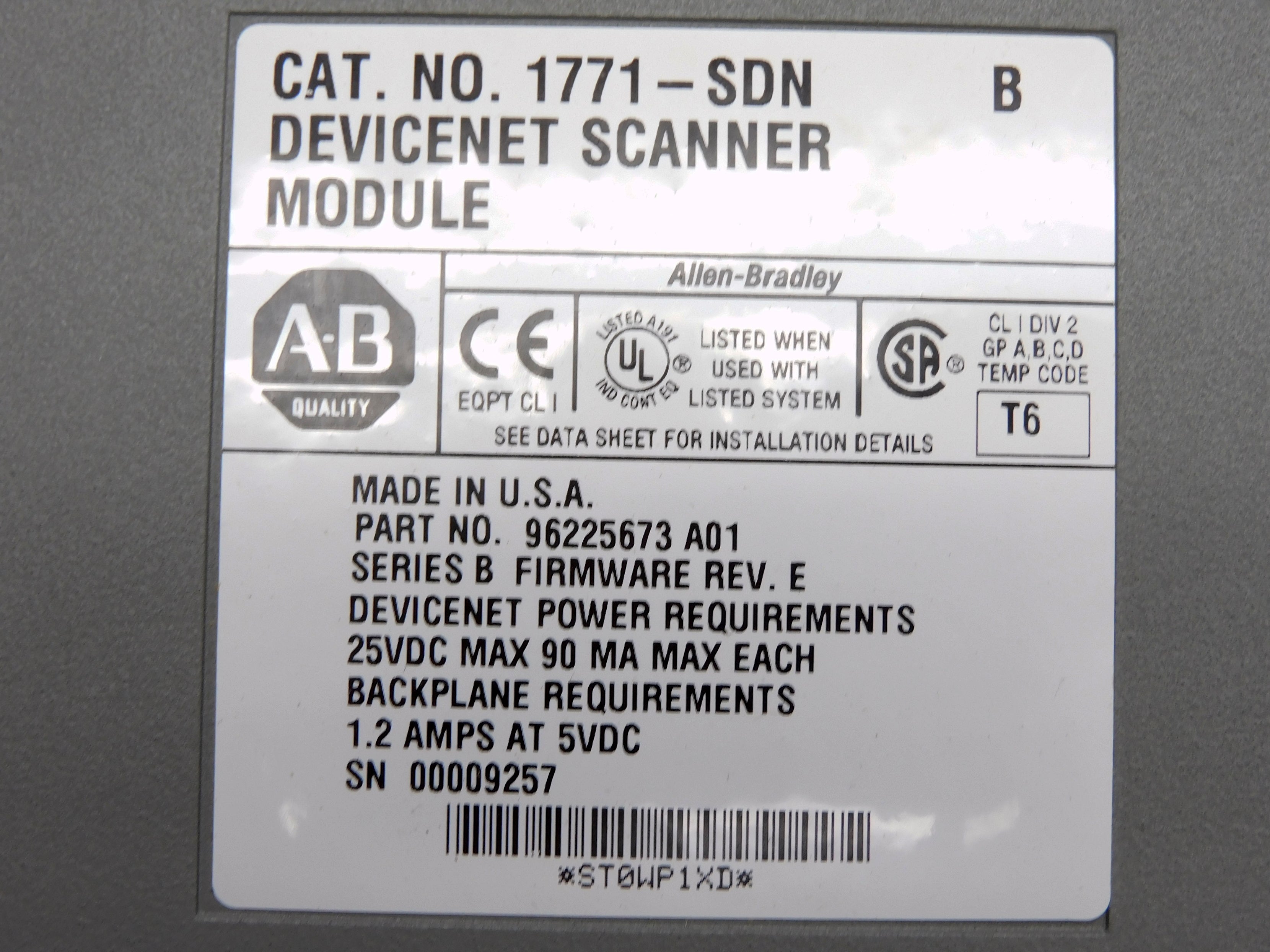 ALLEN BRADLEY 1771-SDN SER. B F/W E UNMP